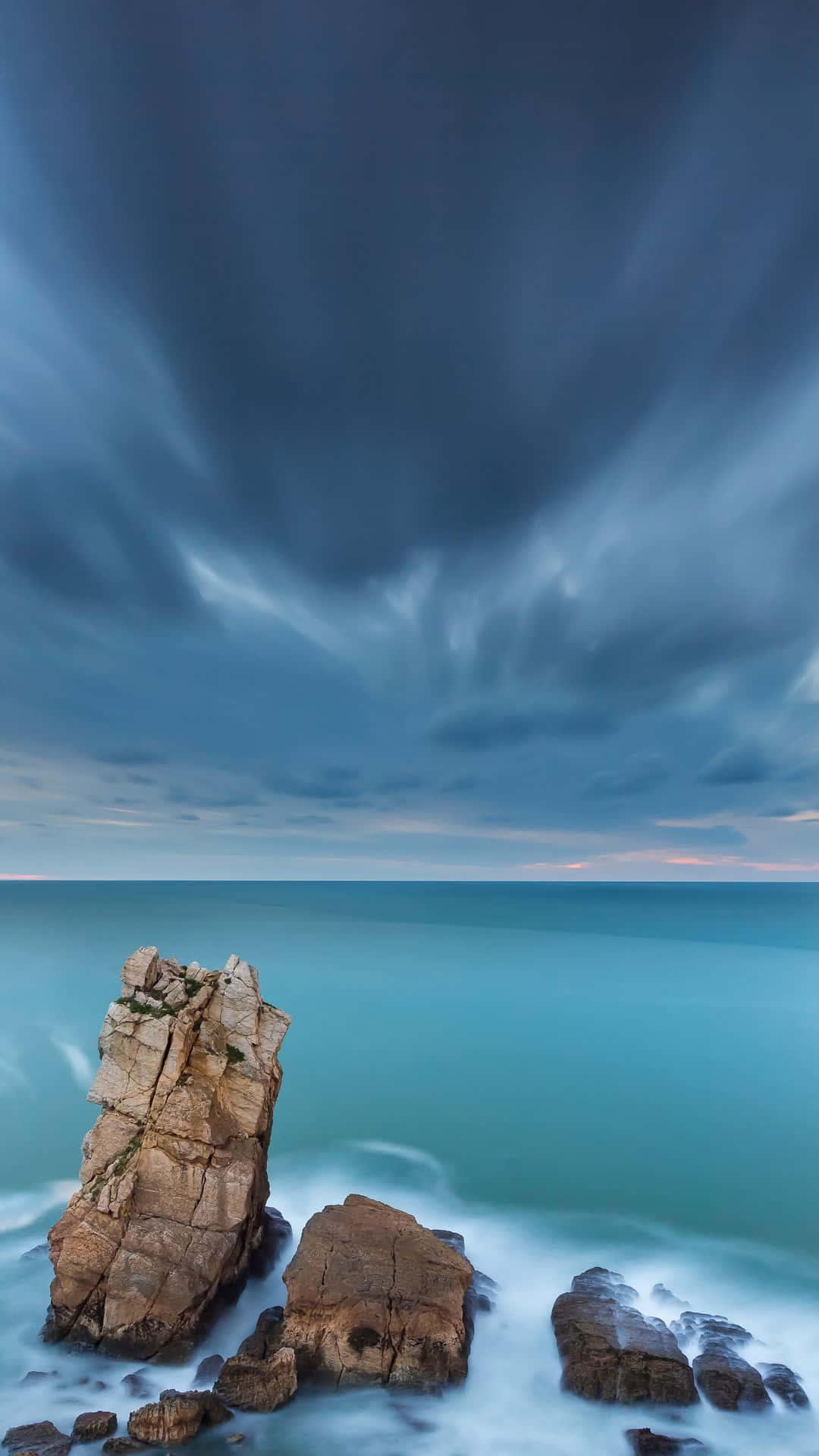 iPhone 7 Plus, twilight sky, ethereal blue water, Full HD Phone Wallpaper