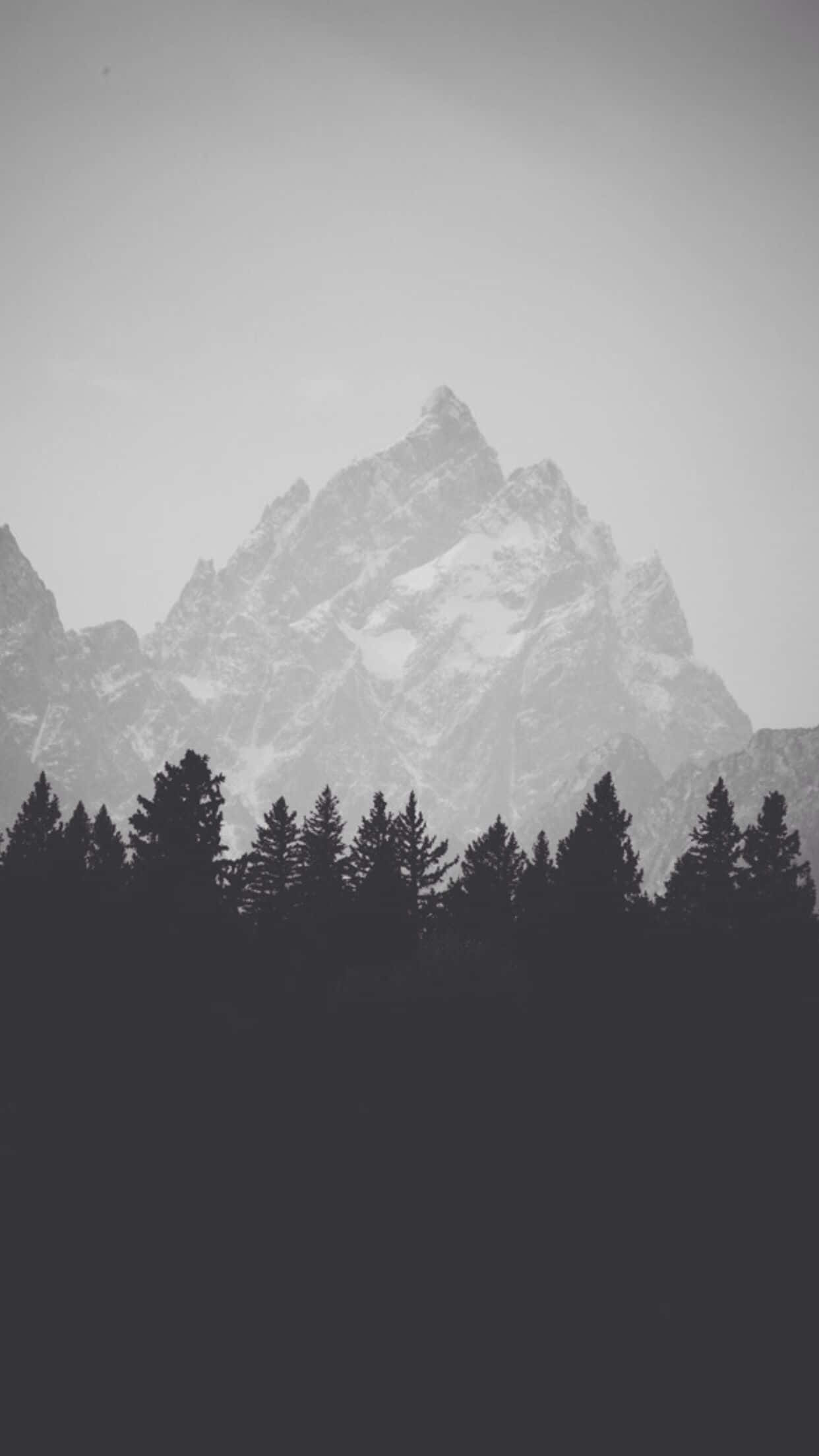 iPhone 7 Plus, monochrome, mountain peak, Full HD Phone Wallpaper