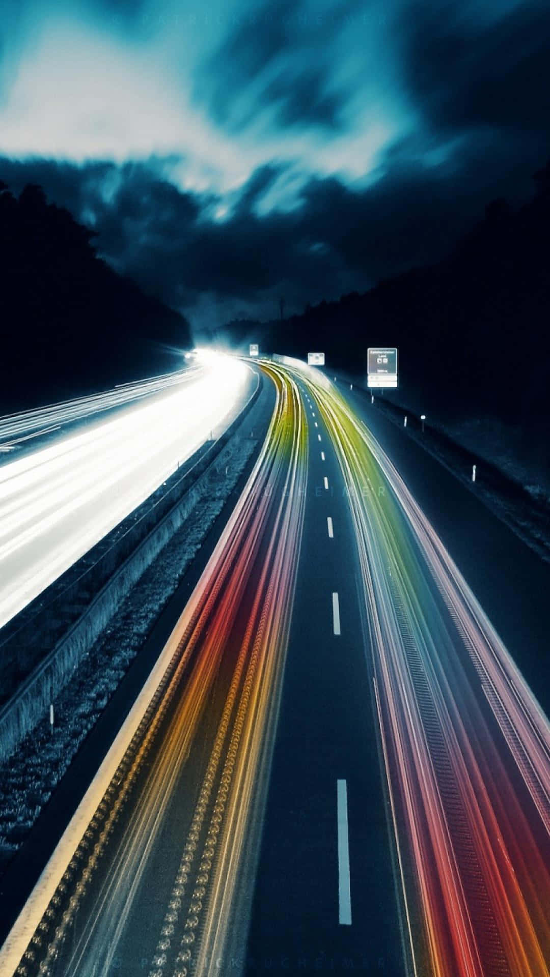 iPhone 7 Plus, motorway, long exposure, Full HD Phone Wallpaper