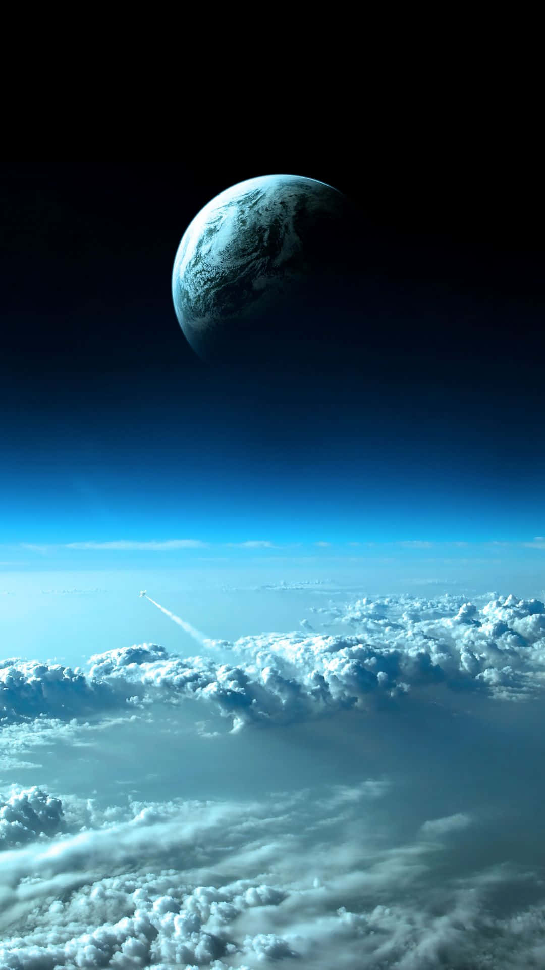 iPhone 7 Plus, rocket, fluffy clouds, Full HD Phone Wallpaper