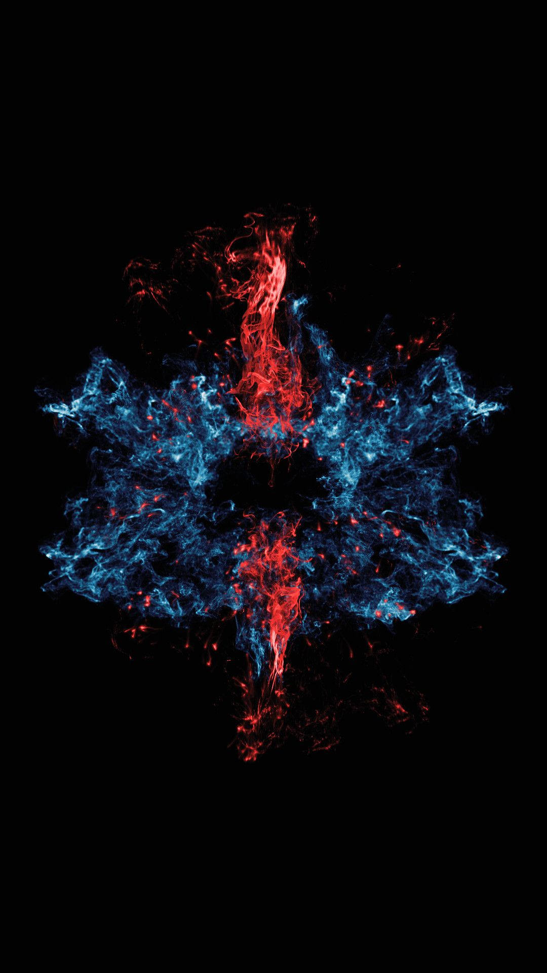 iPhone 8 Live, vibrant red, blue energy streams, Full HD Phone Wallpaper