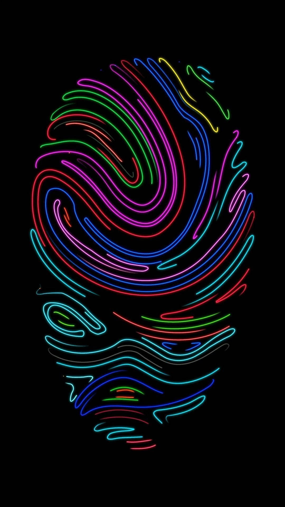 neon fingerprint, iPhone 8 Live, neon skull, Full HD Phone Wallpaper