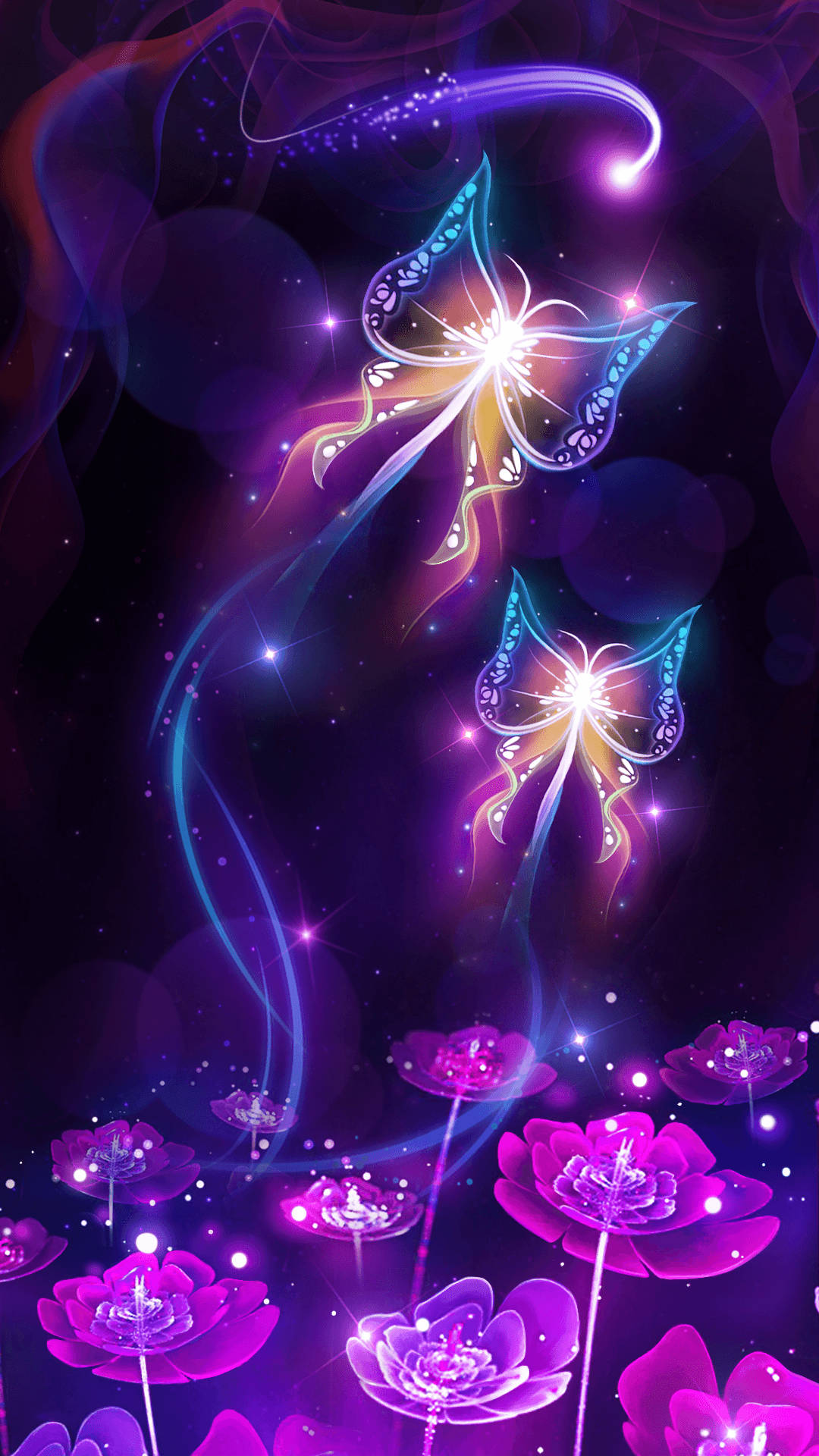 iPhone 8 Live, glowing butterflies, radiant wings, Full HD Phone Wallpaper