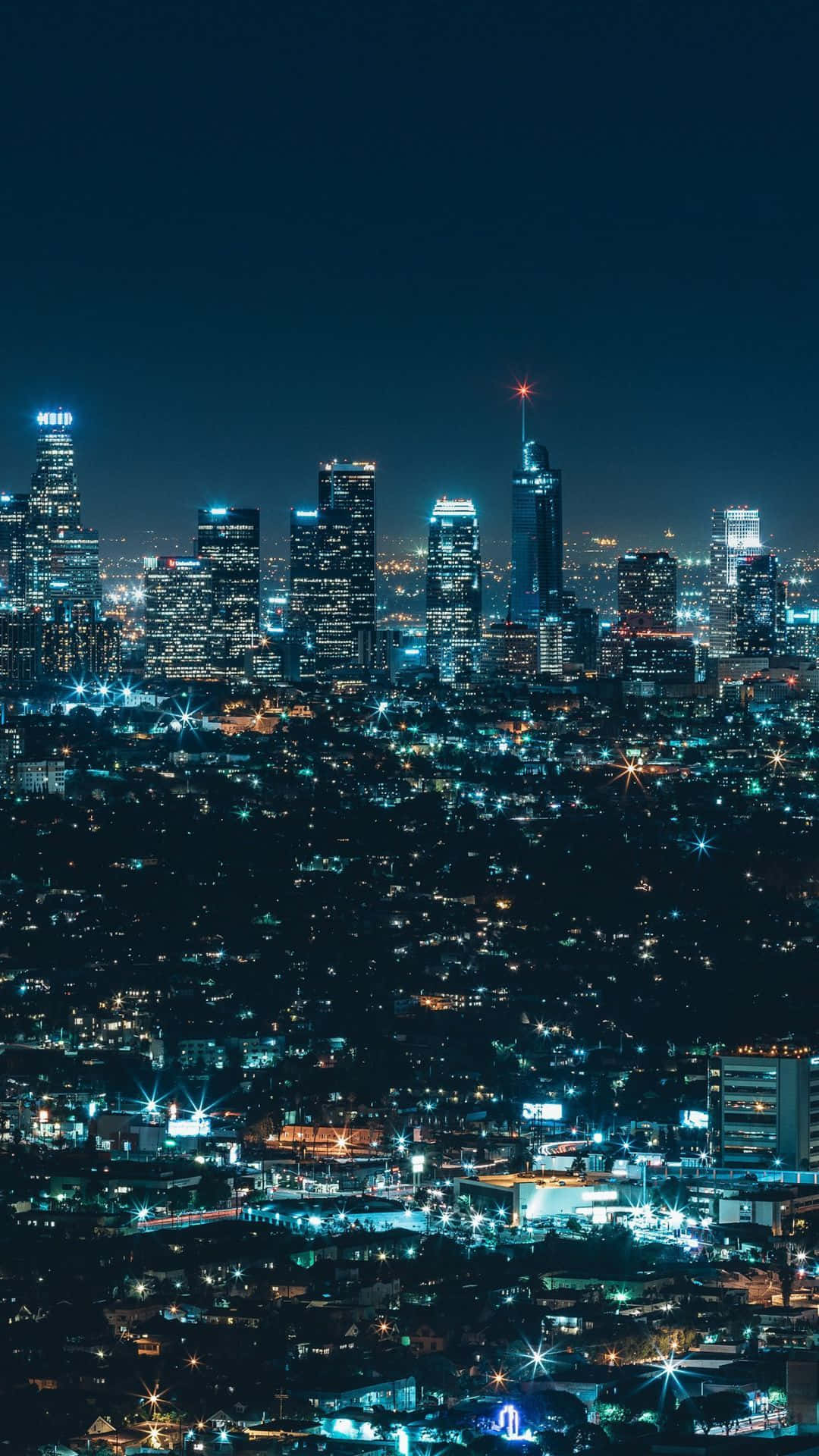 iPhone 8 Plus, nighttime cityscape, towering skyscrapers, Full HD Phone Wallpaper