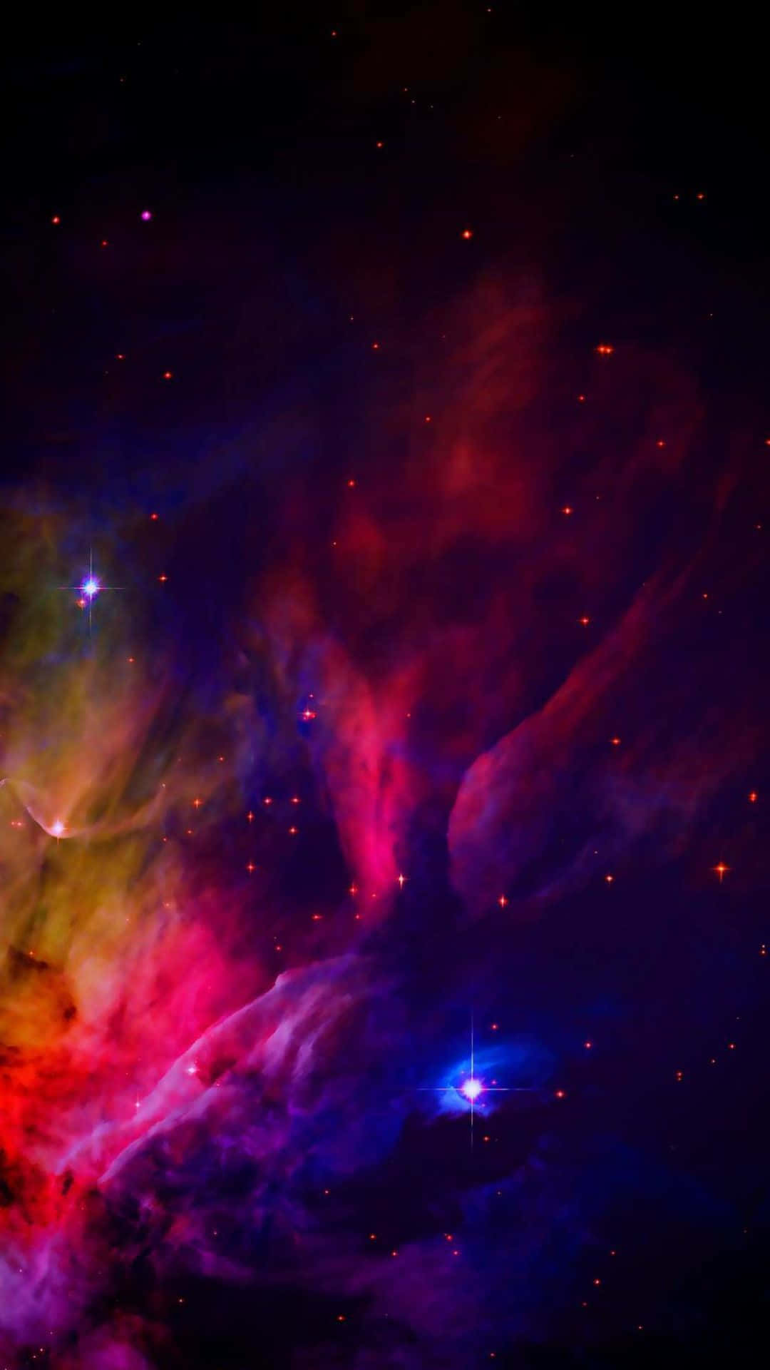 iPhone 8 Plus, cosmic nebula, red purple and blue, Full HD Phone Wallpaper