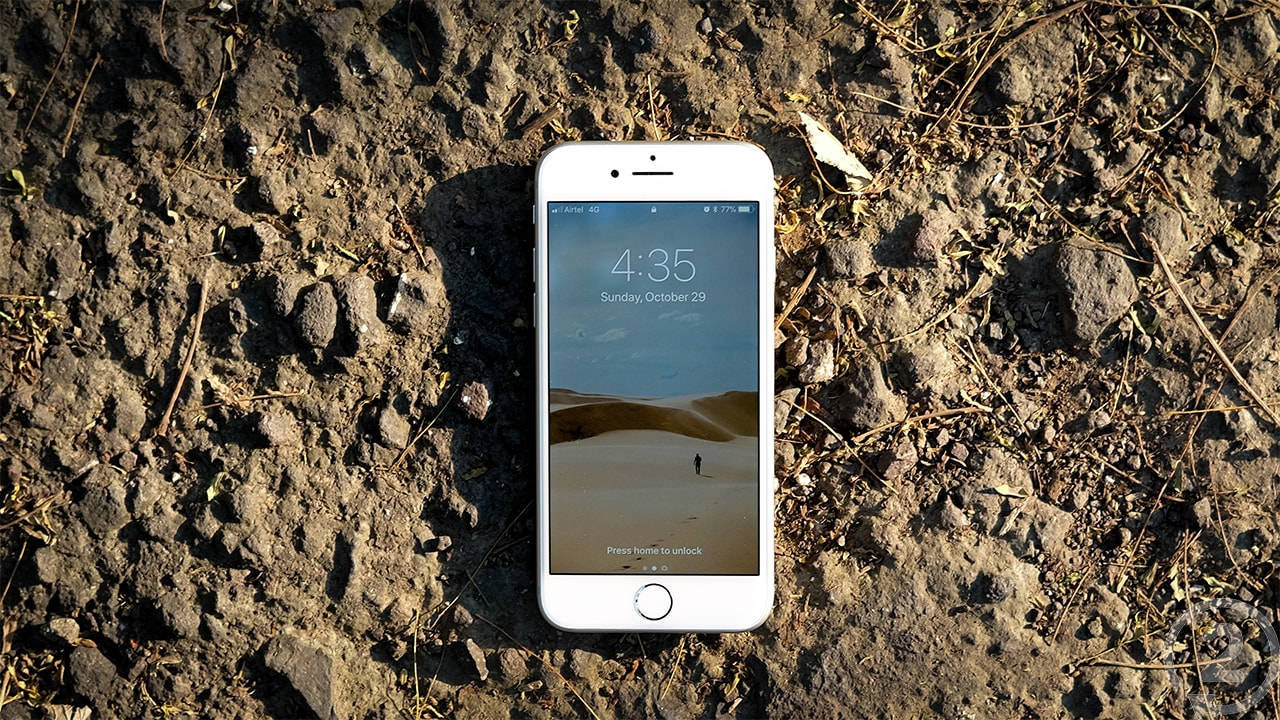iPhone 8, white smartphone, desert wallpaper, HD Desktop Wallpaper
