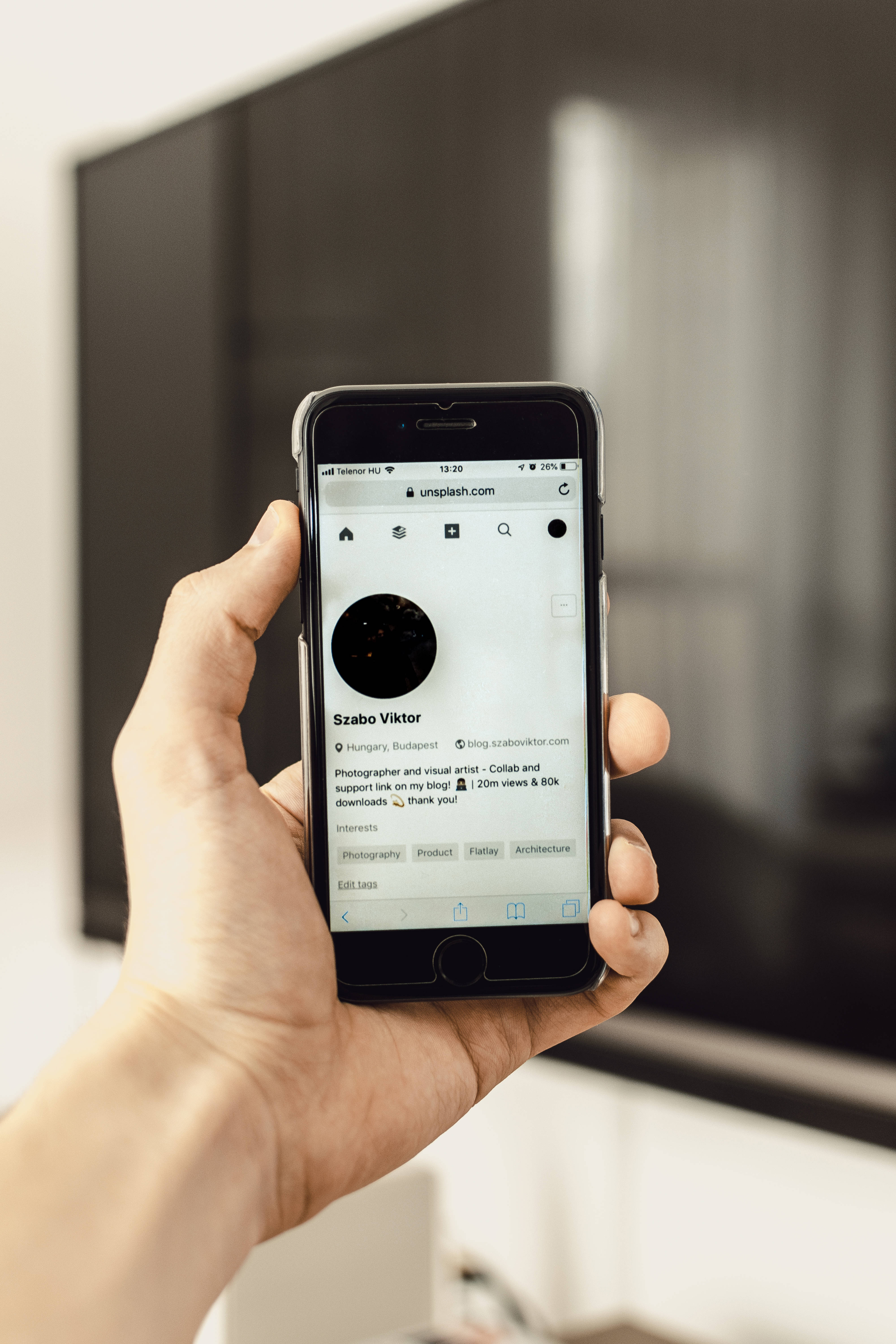 iPhone 8, Unsplash photographer profile, modern interior, 5K Phone Wallpaper