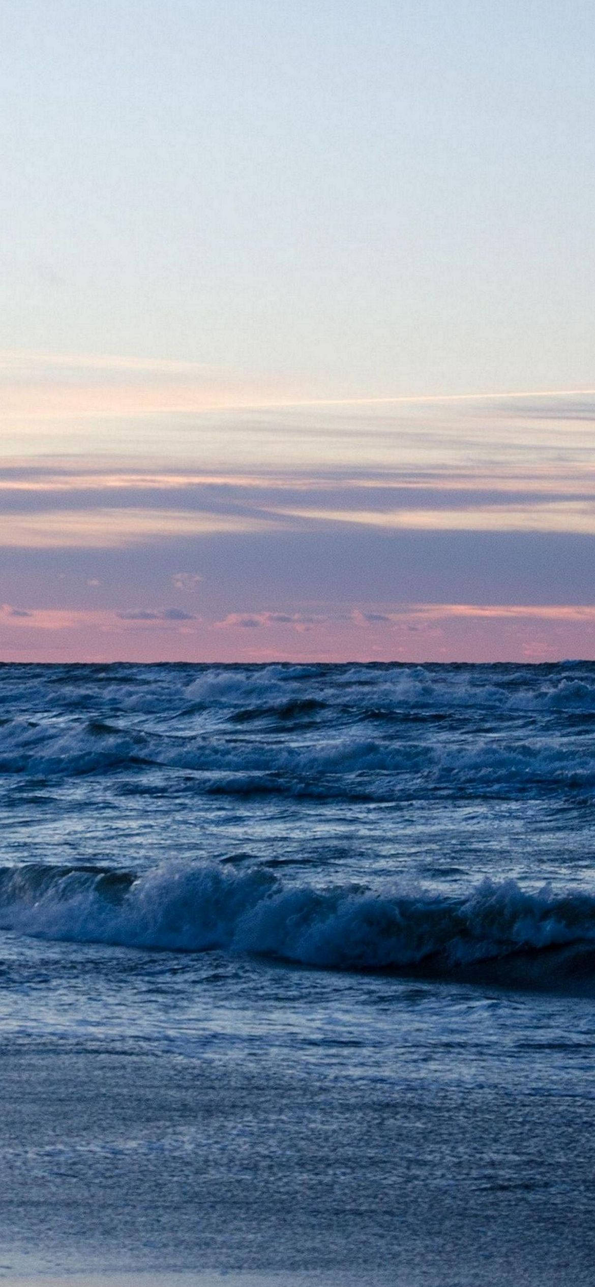 Seashore, iPhone AMOLED, pink and blue twilight sky, Full HD Phone Wallpaper