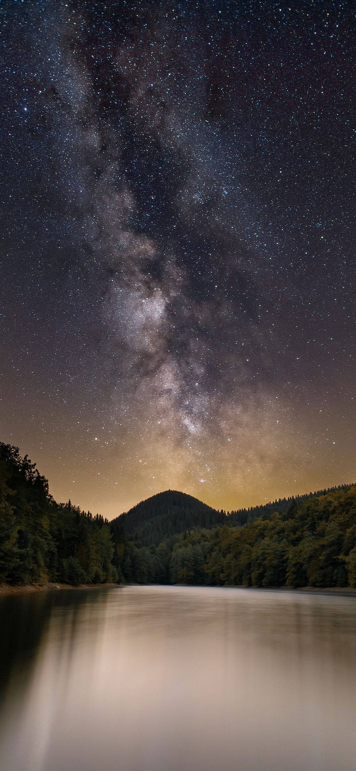 Starry Sky Lake, iPhone AMOLED, Milky Way galaxy, Full HD Phone Wallpaper
