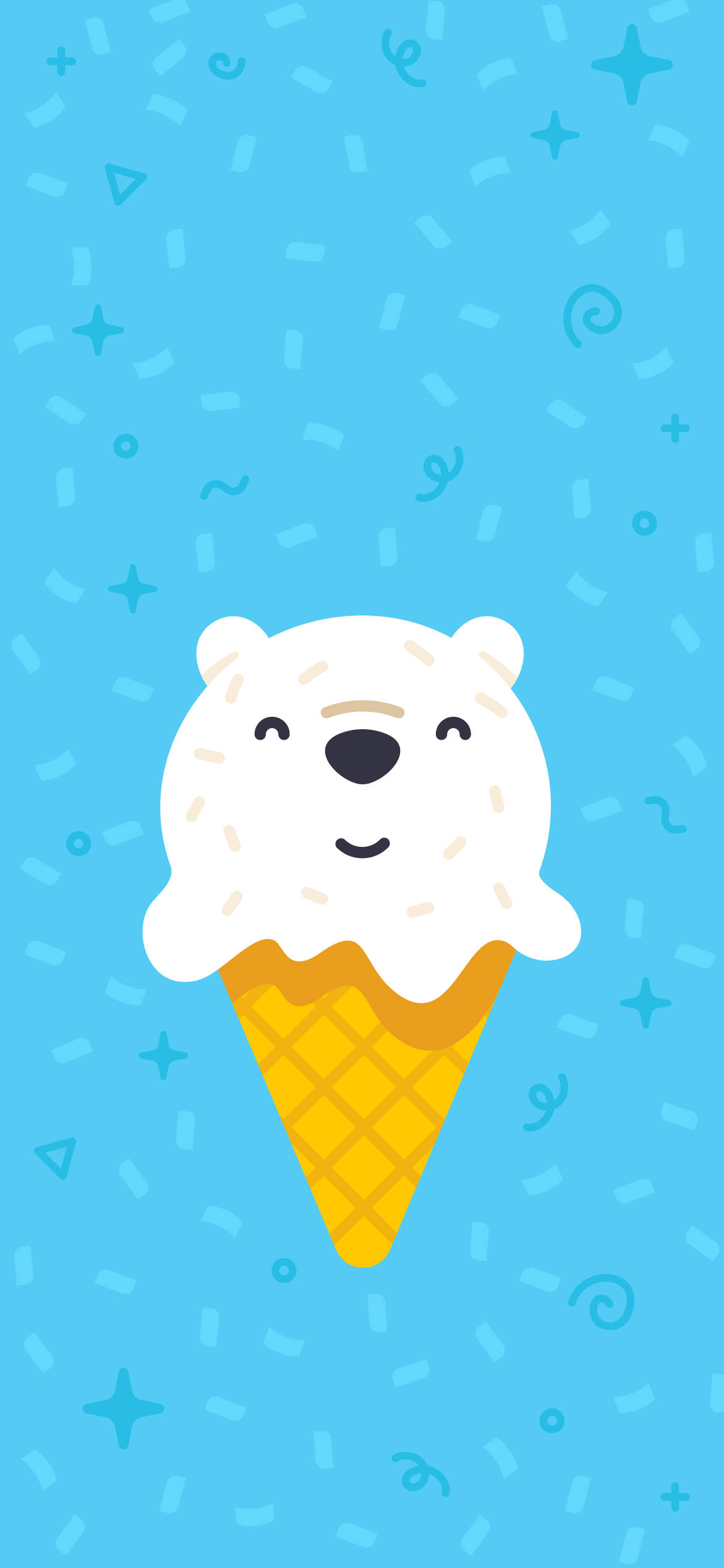 polar bear, vanilla ice cream, yellow waffle cone, Full HD Phone Wallpaper