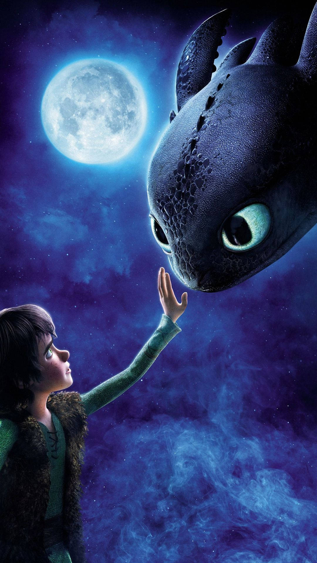 iPhone Animation, black dragon, full moon, Full HD Phone Wallpaper