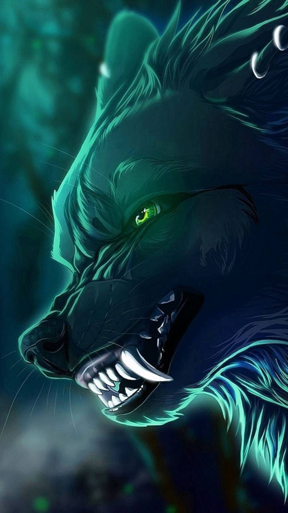 iPhone Animation, glowing green eyes, sharp teeth, HD Phone Wallpaper