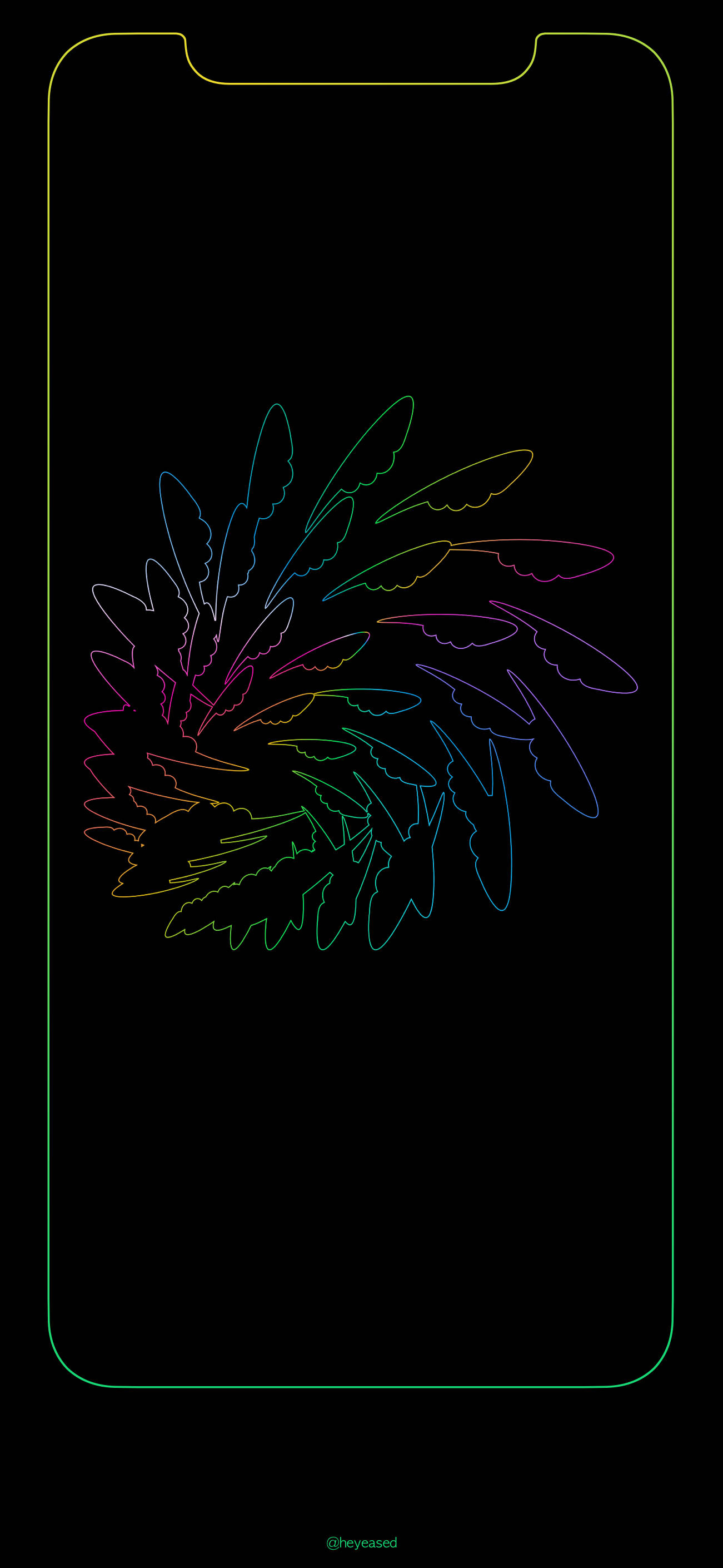 iPhone, black phone screen, rainbow outline, 2K Phone Wallpaper
