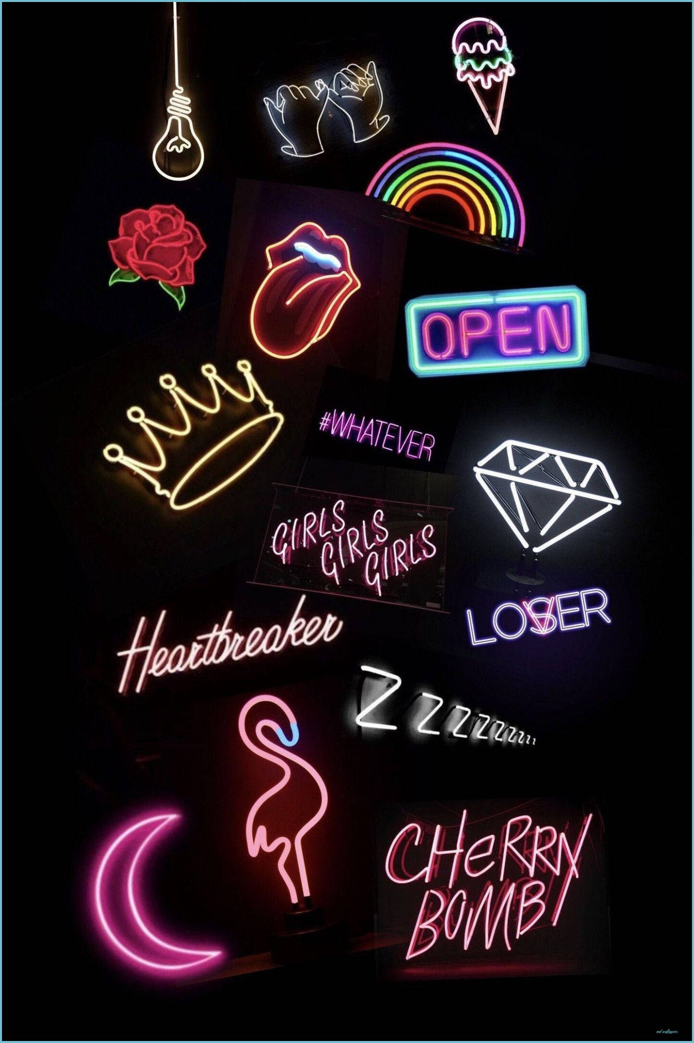 iPhone Baddie, neon light logos, lips, Full HD Phone Wallpaper