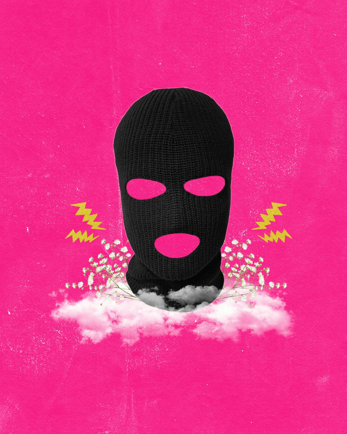 iPhone Baddie, black knit ski mask, pink eye and mouth holes, HD Phone Wallpaper