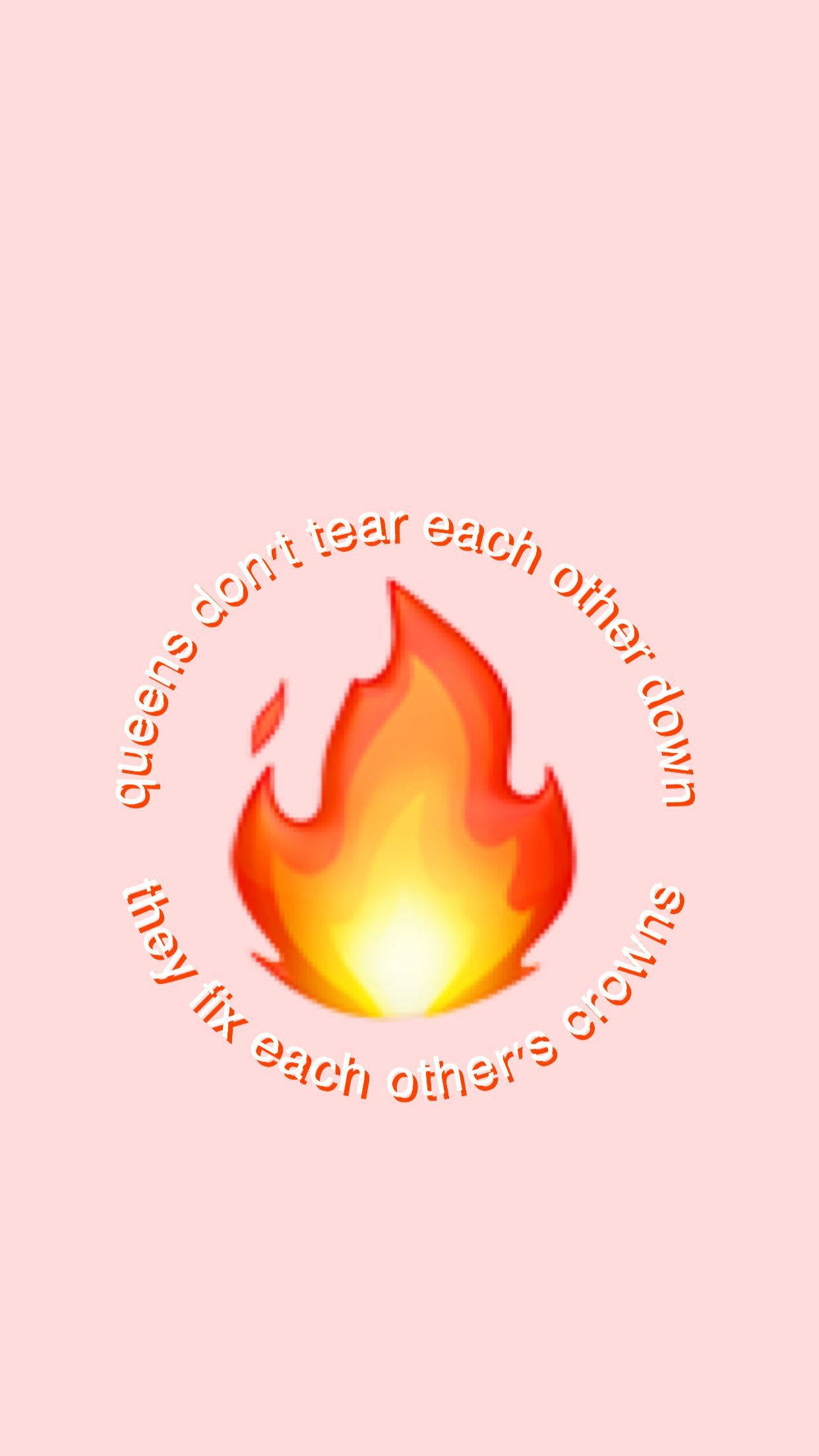 iPhone Baddie, fire emoji, soft pink background, Full HD Phone Wallpaper