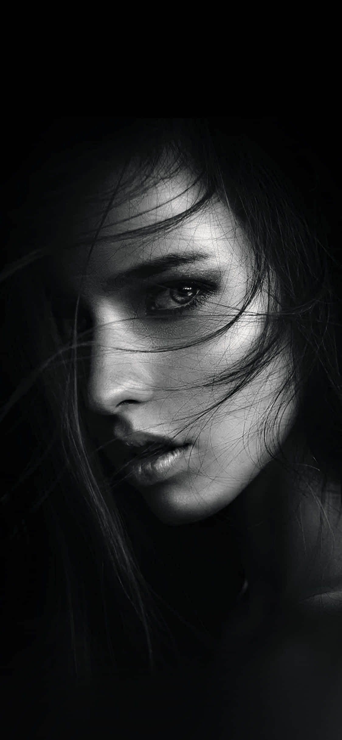 A Naughty Girl HD iPhone, black and white portrait, woman's face, Full HD Phone Wallpaper