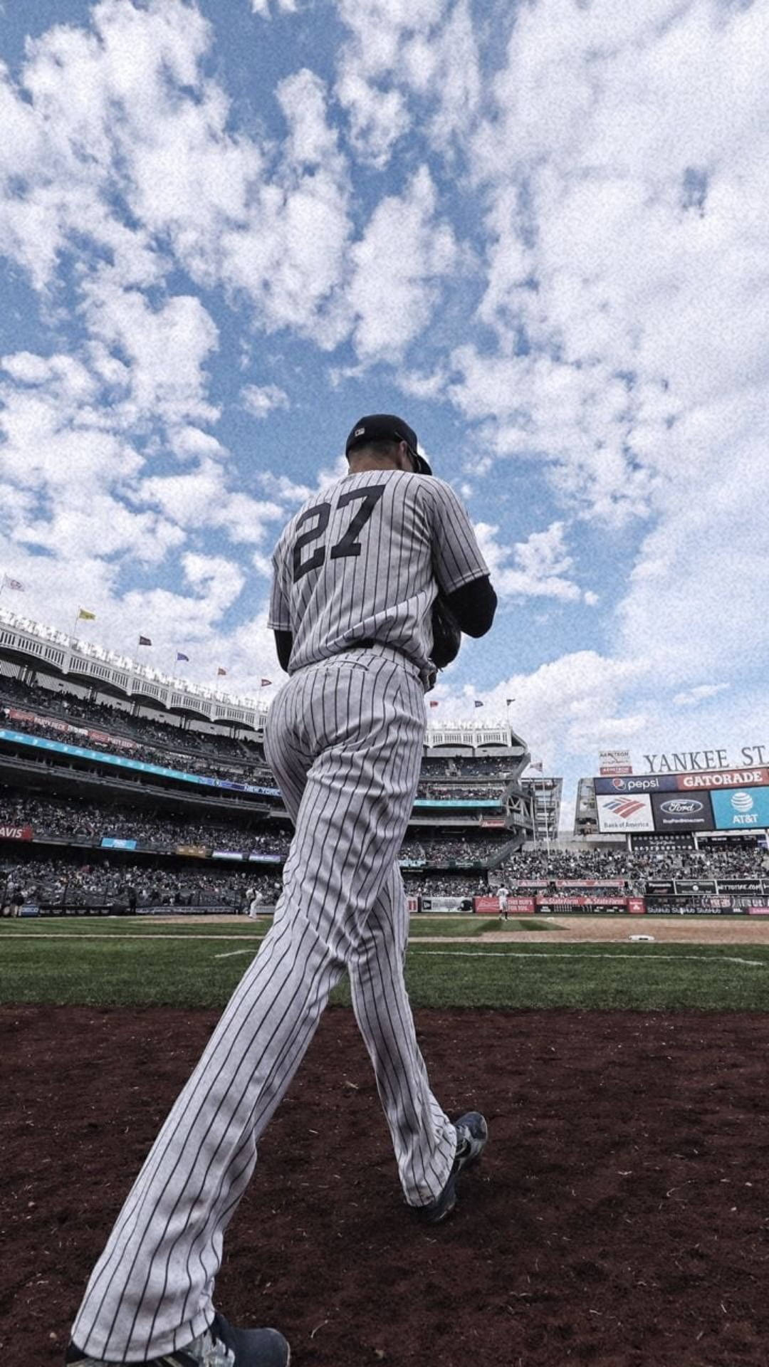 baseball player, pinstriped uniform, field, Full HD Phone Wallpaper