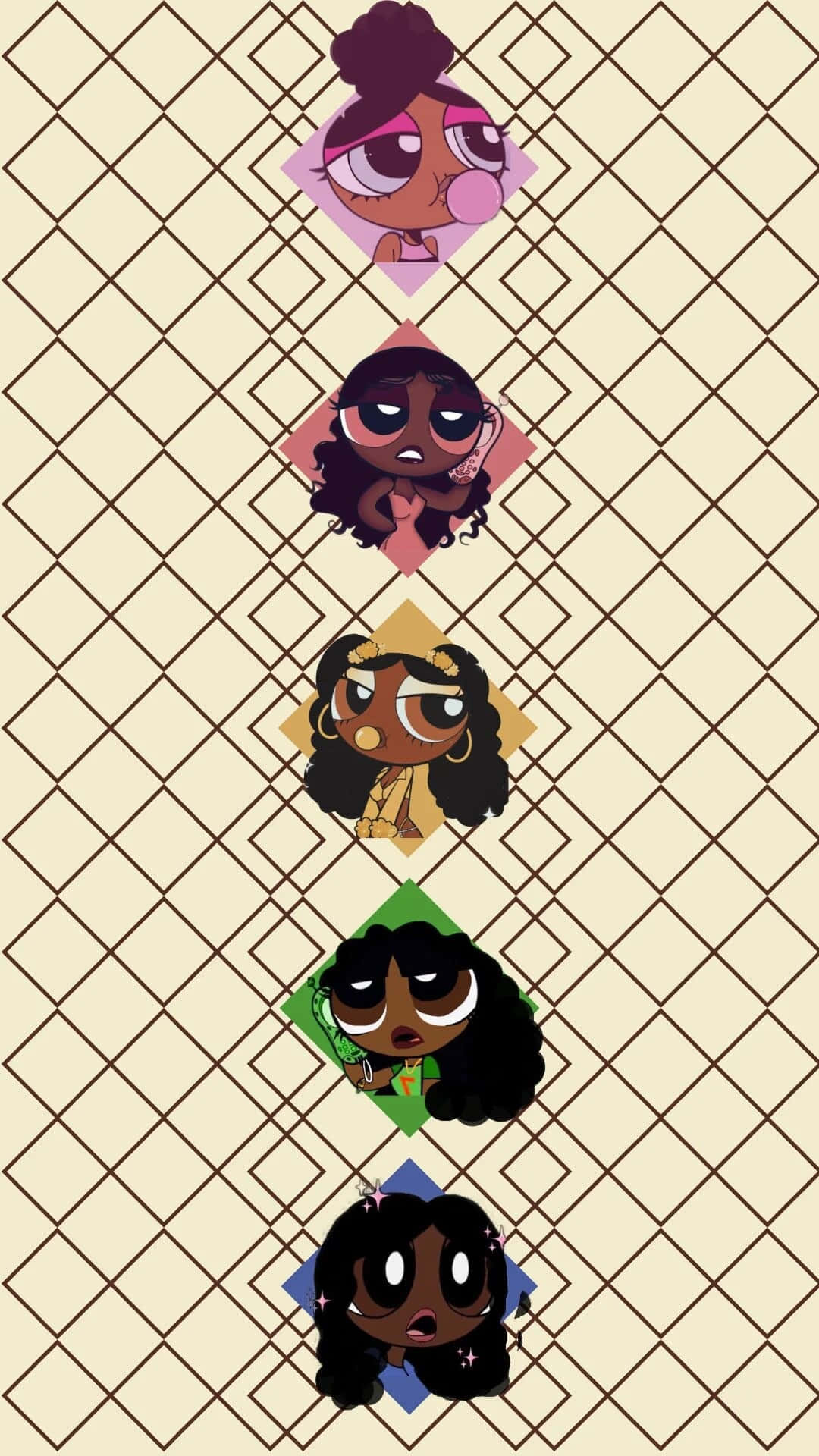 animated expressions, black girl cartoon, stylized cartoon girls, Full HD Phone Wallpaper