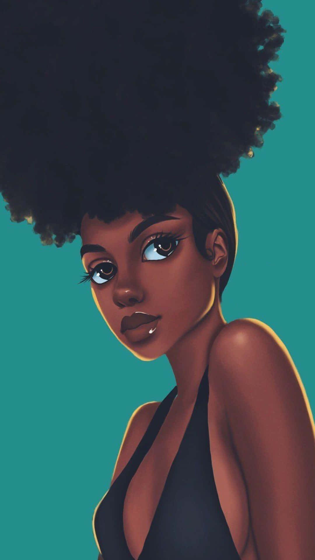 Afro Haired Beauty Illustration, Black woman, voluminous afro, Full HD Phone Wallpaper