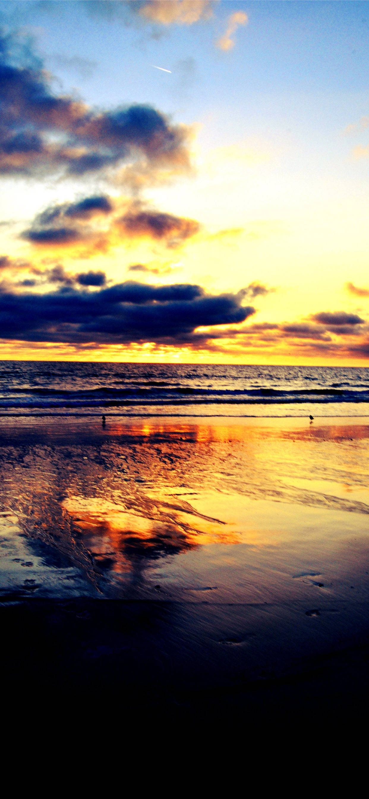 iPhone California, sunset, ocean, 2K Phone Wallpaper
