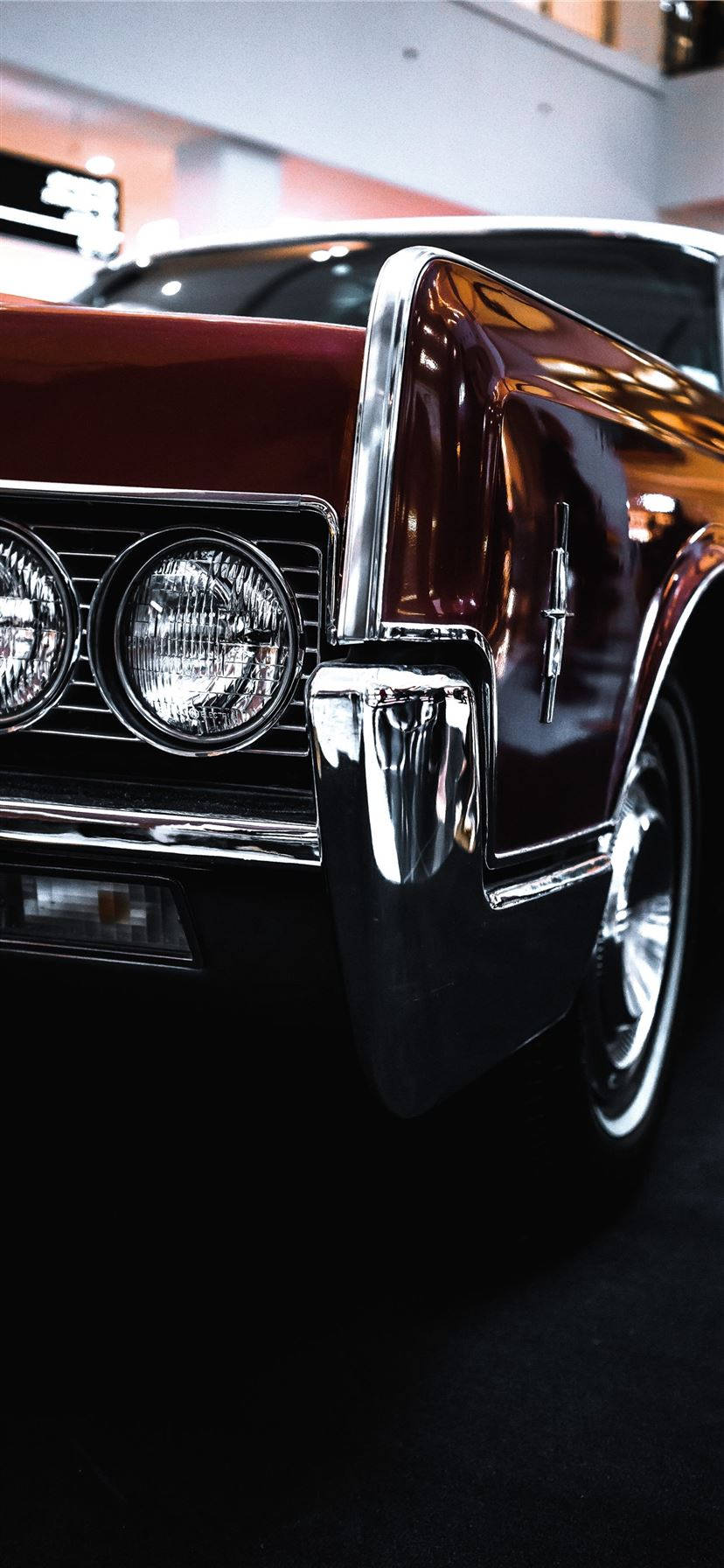 Shiny Red iPhone, Car Interface, vintage maroon car, HD Phone Wallpaper