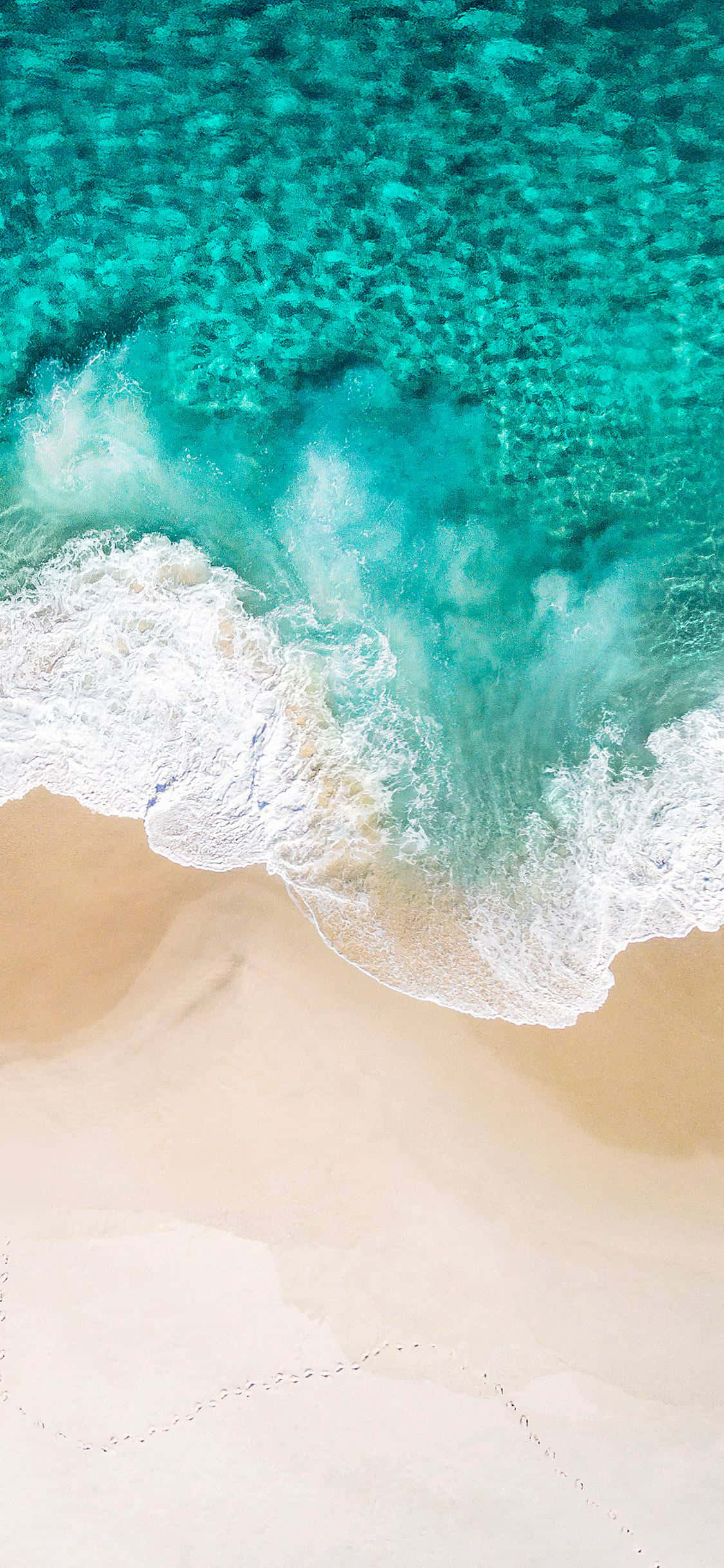 iPhone Classic, turquoise waves, pristine sandy beach, Full HD Phone Wallpaper