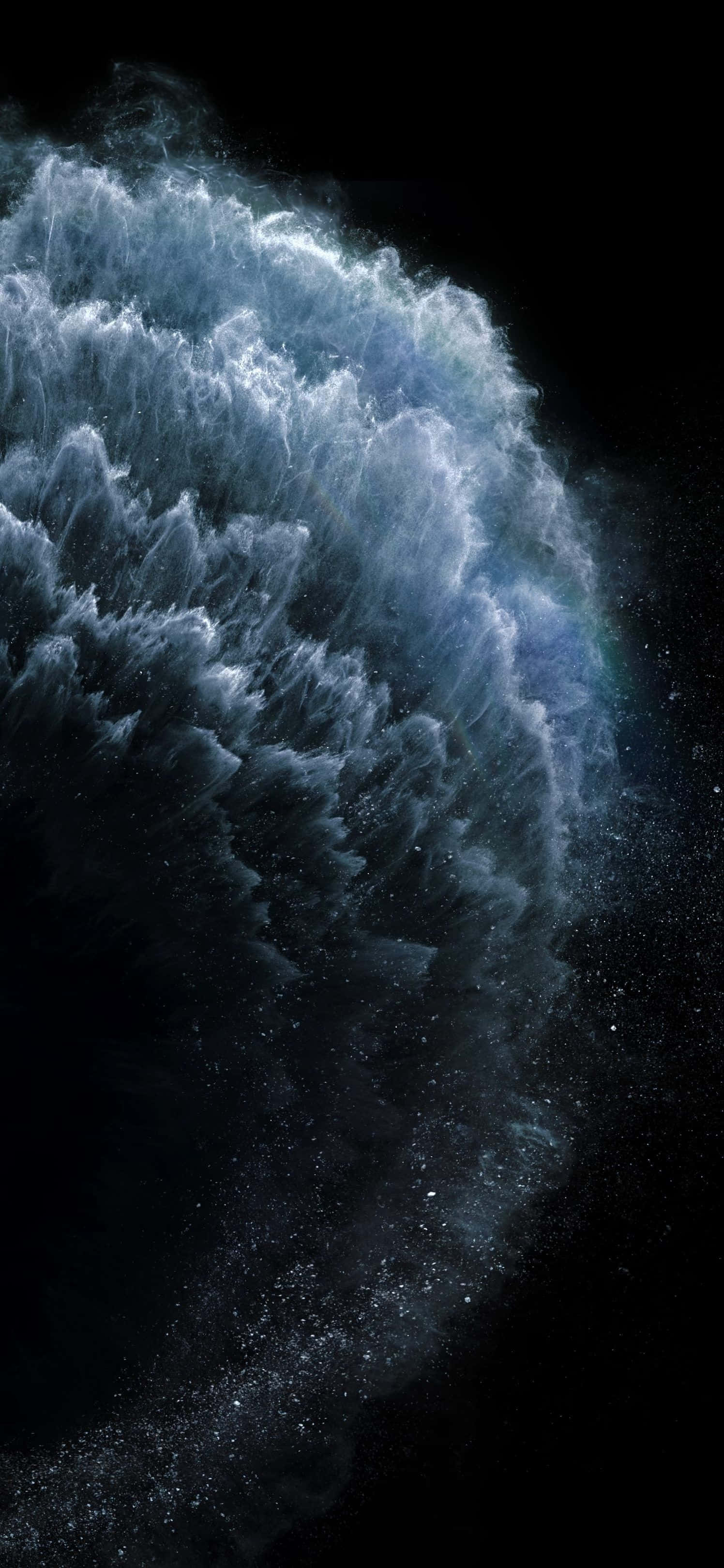 iPhone Classic, blue wave, starry cosmic void, 2K Phone Wallpaper