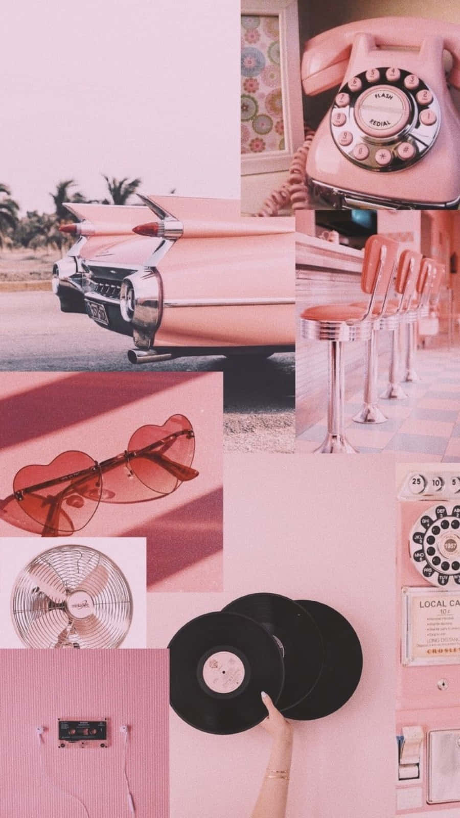iPhone Collage, vintage car, rotary phone, HD Phone Wallpaper