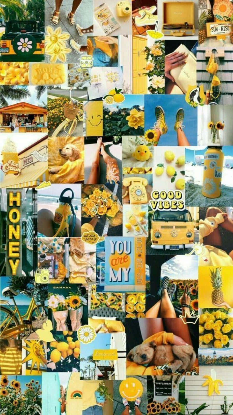 iPhone Collage, sunflowers, lemons, HD Phone Wallpaper
