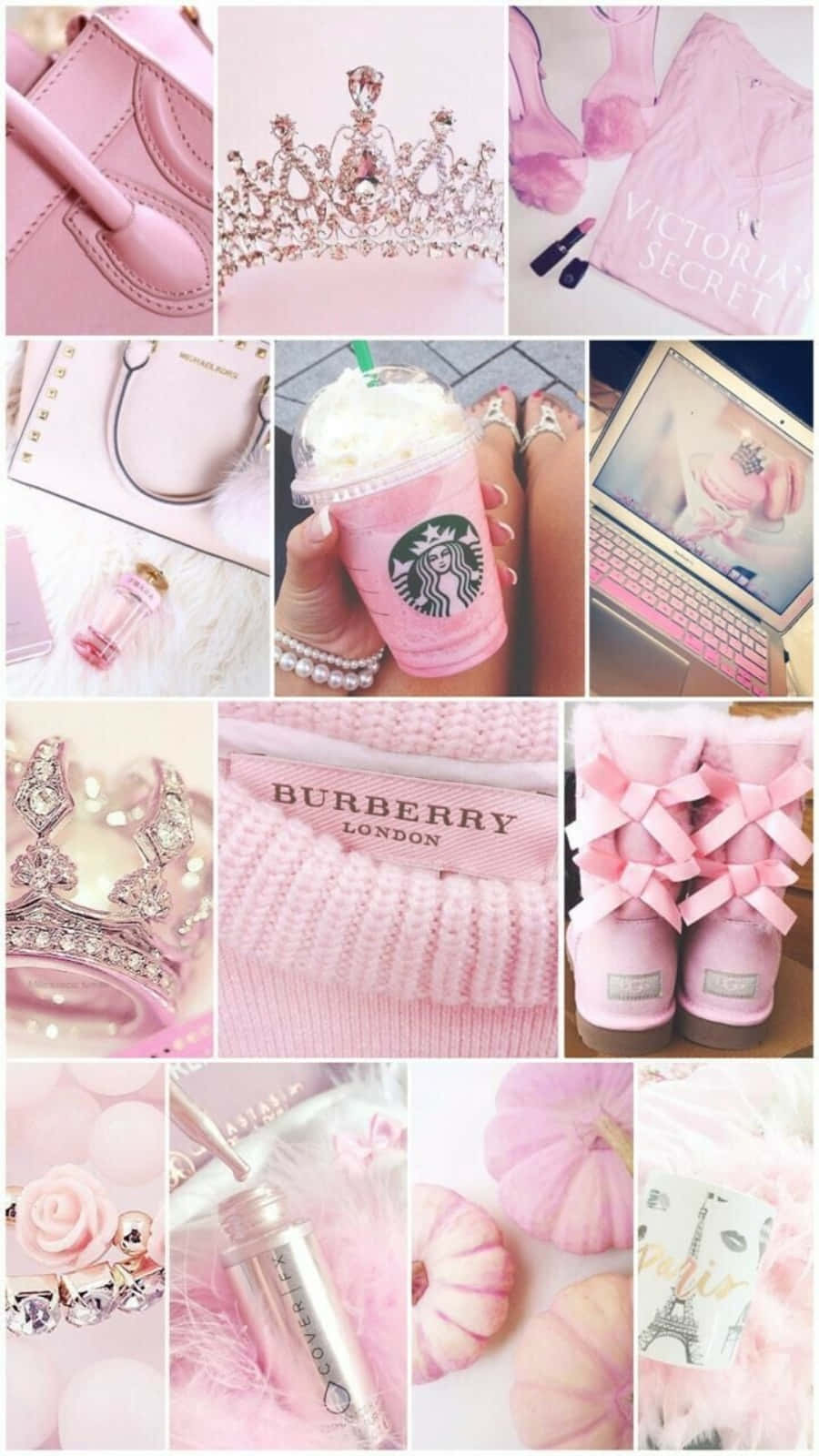 iPhone Collage, pink-themed, luxury items, HD Phone Wallpaper