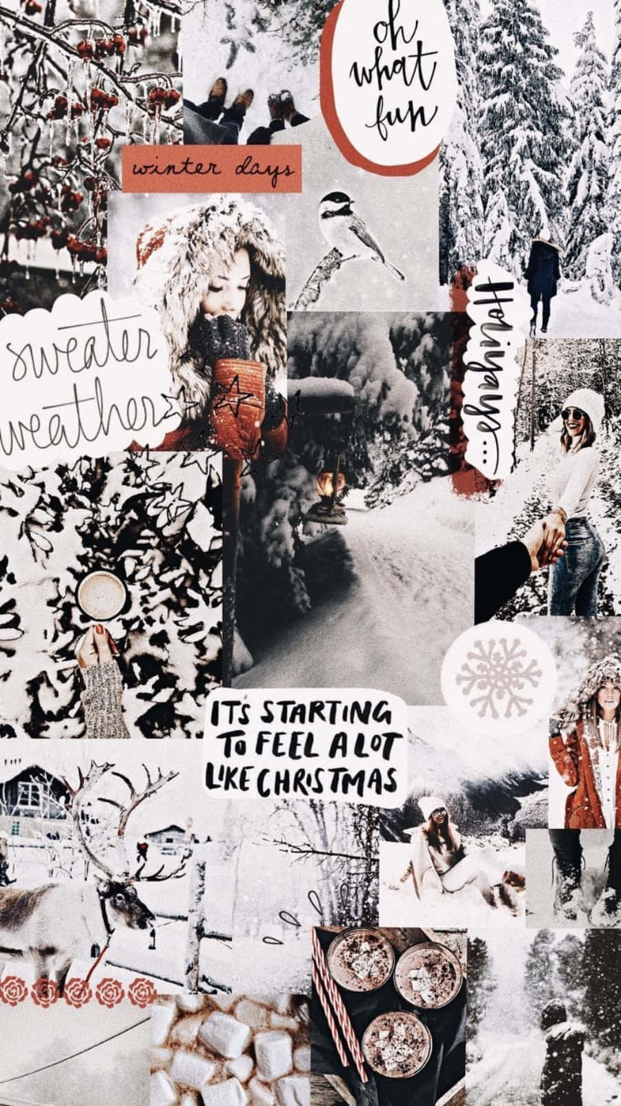 iPhone Collage, snowy winter, cozy outfits, HD Phone Wallpaper