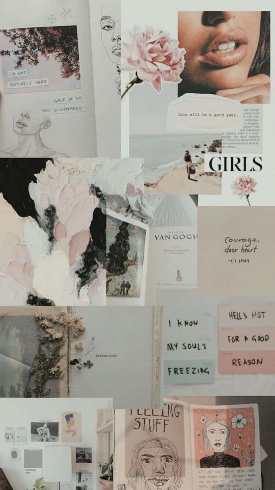 iPhone Collage, pastel, handwritten quotes, HD Phone Wallpaper