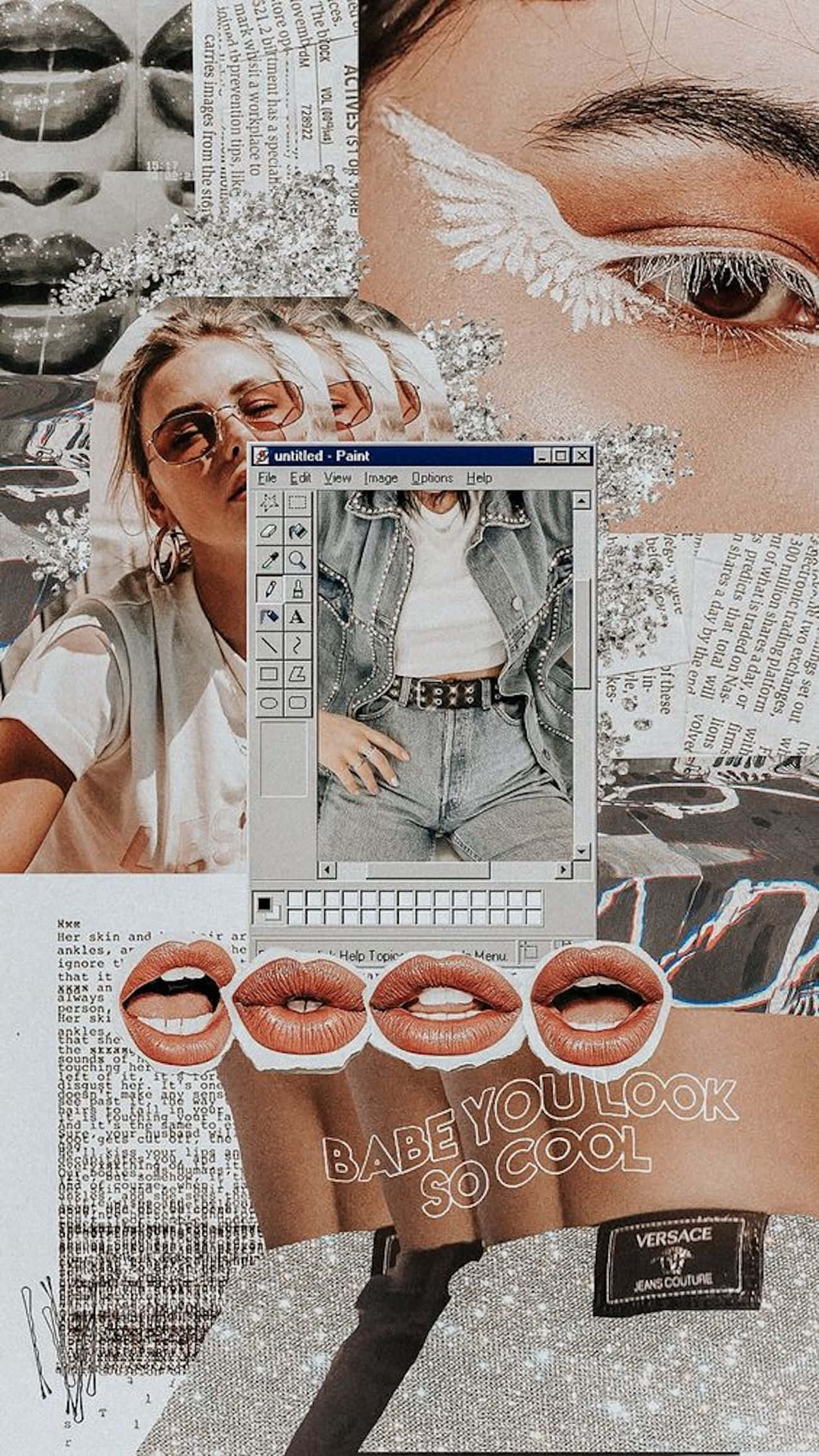 iPhone Collage, vintage Paint window, glittery embellishments, Full HD Phone Wallpaper