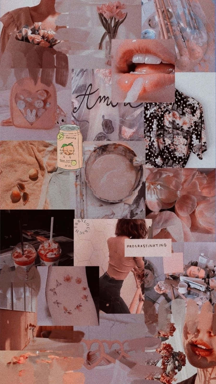 iPhone Collage, neon orange, soft pink, HD Phone Wallpaper