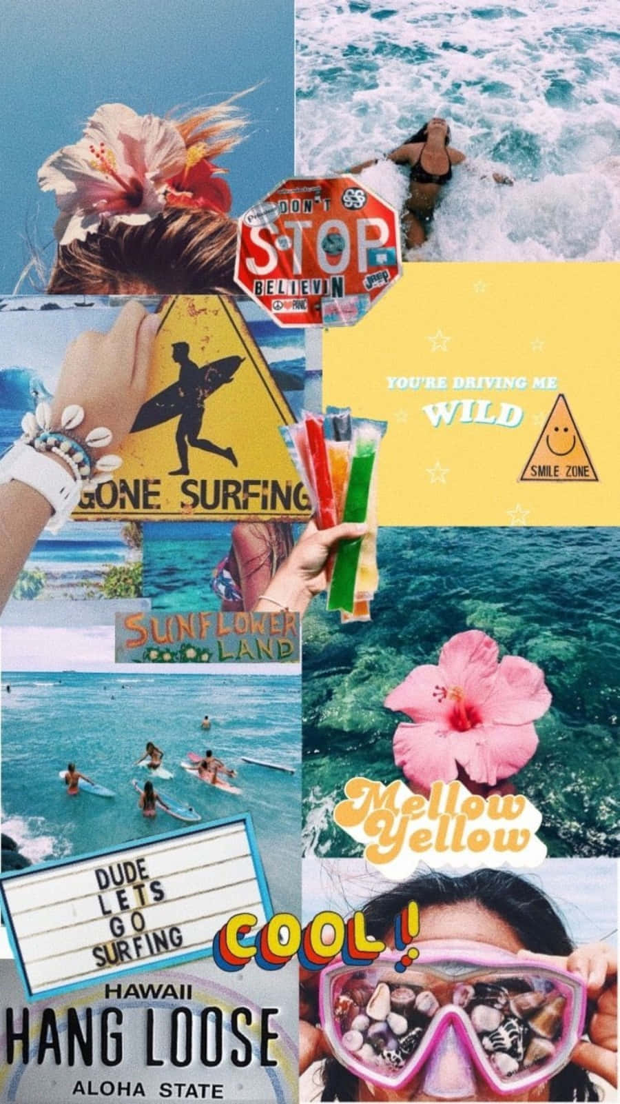 iPhone Collage, beach, surfers, HD Phone Wallpaper