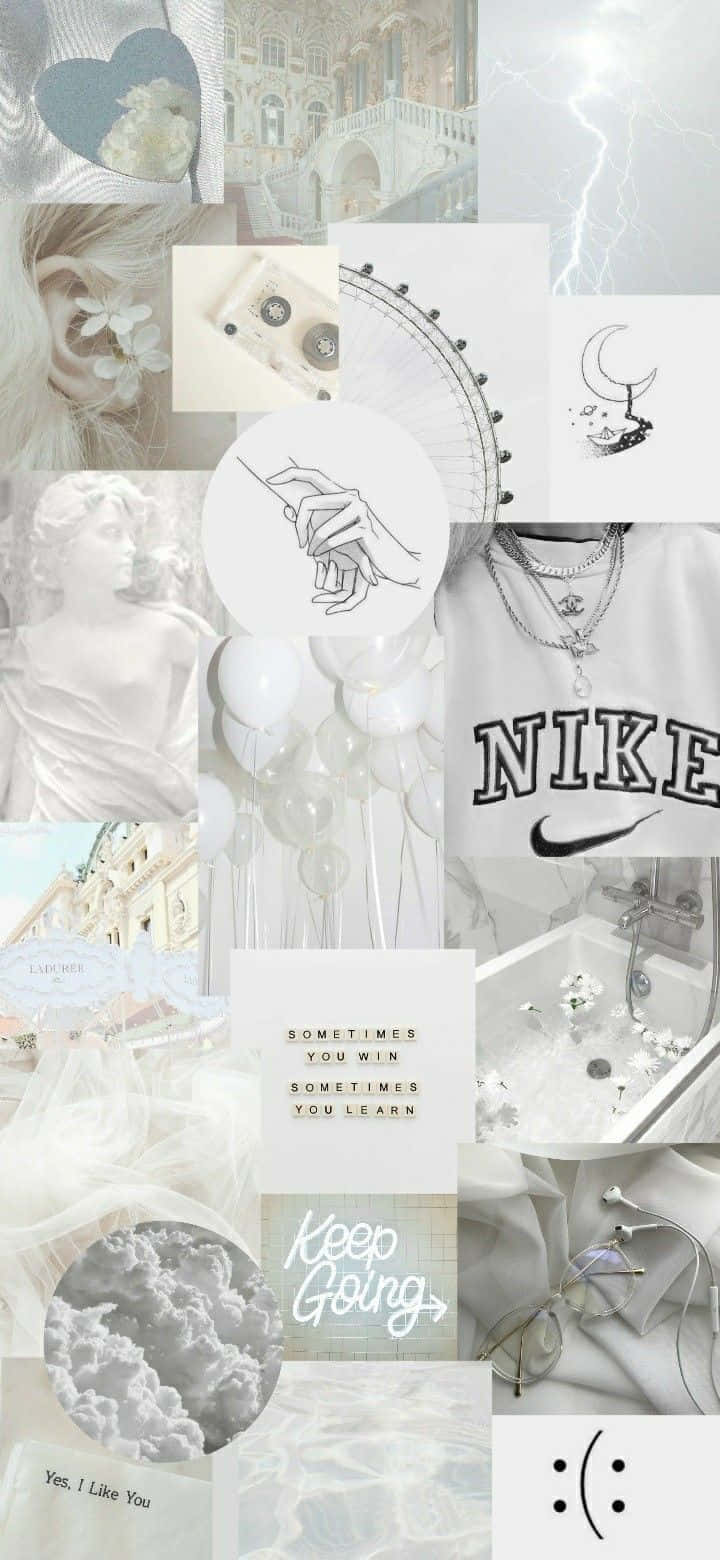 silver aesthetic iPhone, pastel collage, romantic elements, HD Phone Wallpaper
