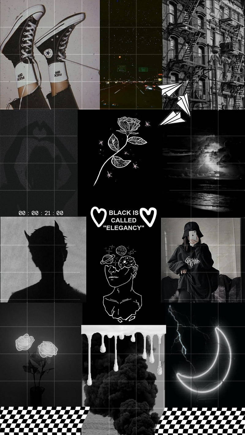 black aesthetic, elegant collage, urban street scenes, HD Phone Wallpaper