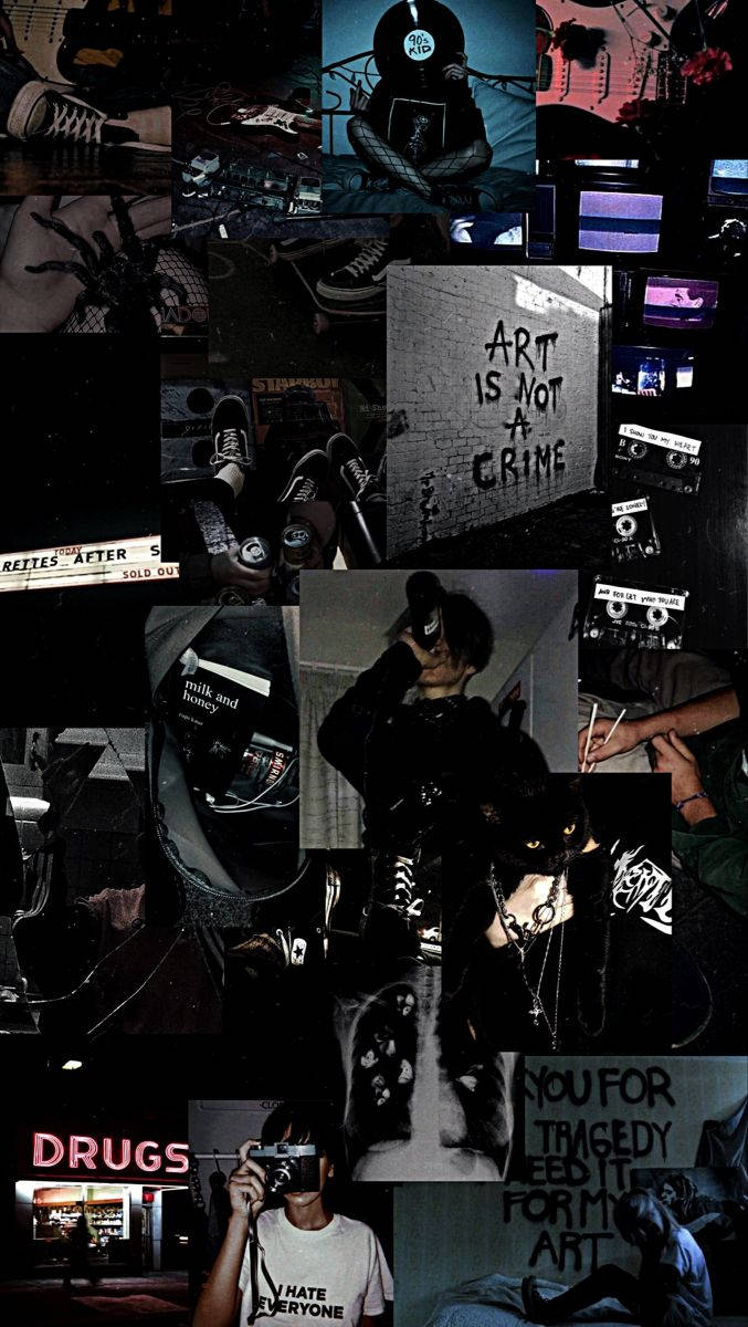 iPhone, punk art, vinyl records, SD Phone Wallpaper