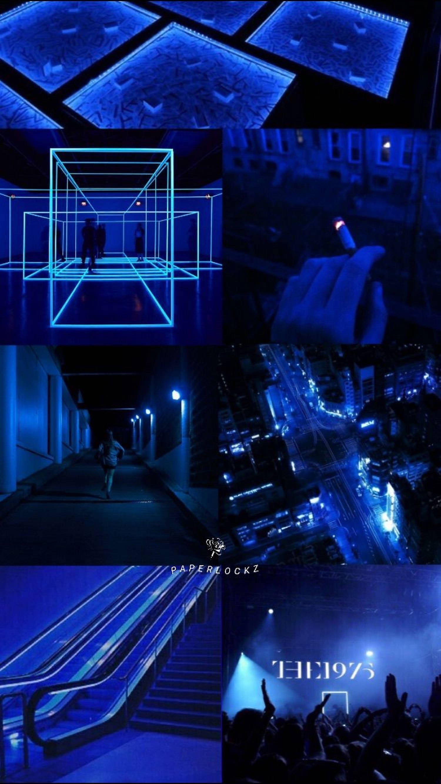 iPhone, neon blue, urban night scenes, 2K Phone Wallpaper