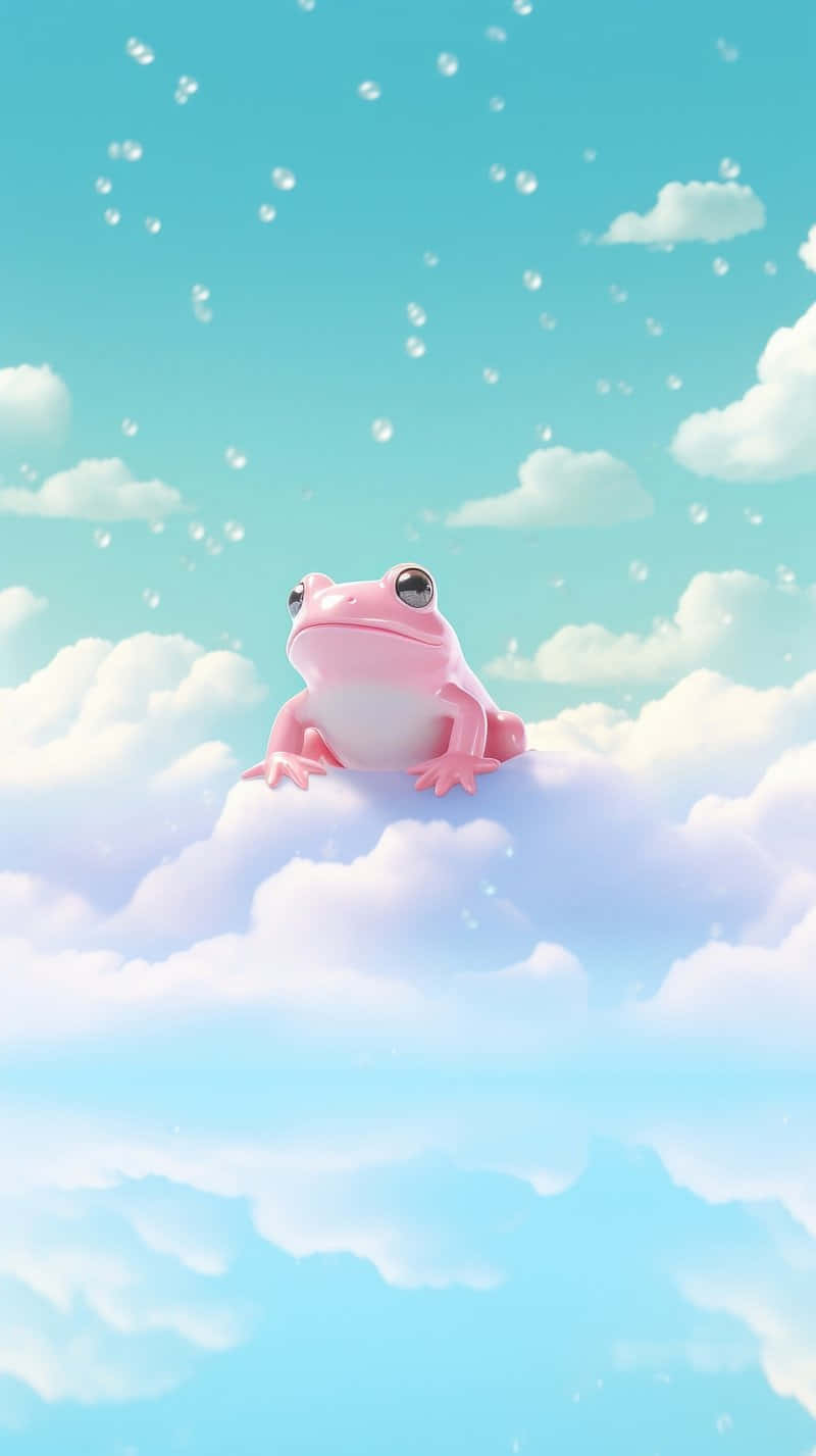 pink frog, clouds, clear blue sky, HD Phone Wallpaper