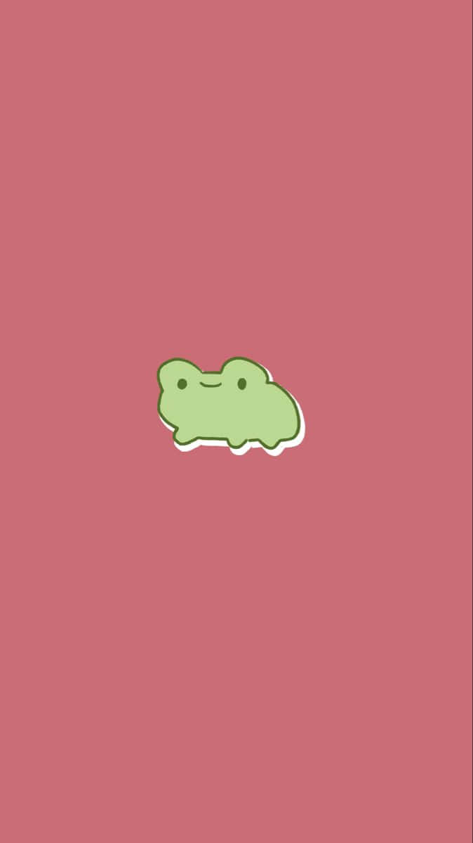 cute frog, minimalist green frog sticker, white outline, SD Phone Wallpaper