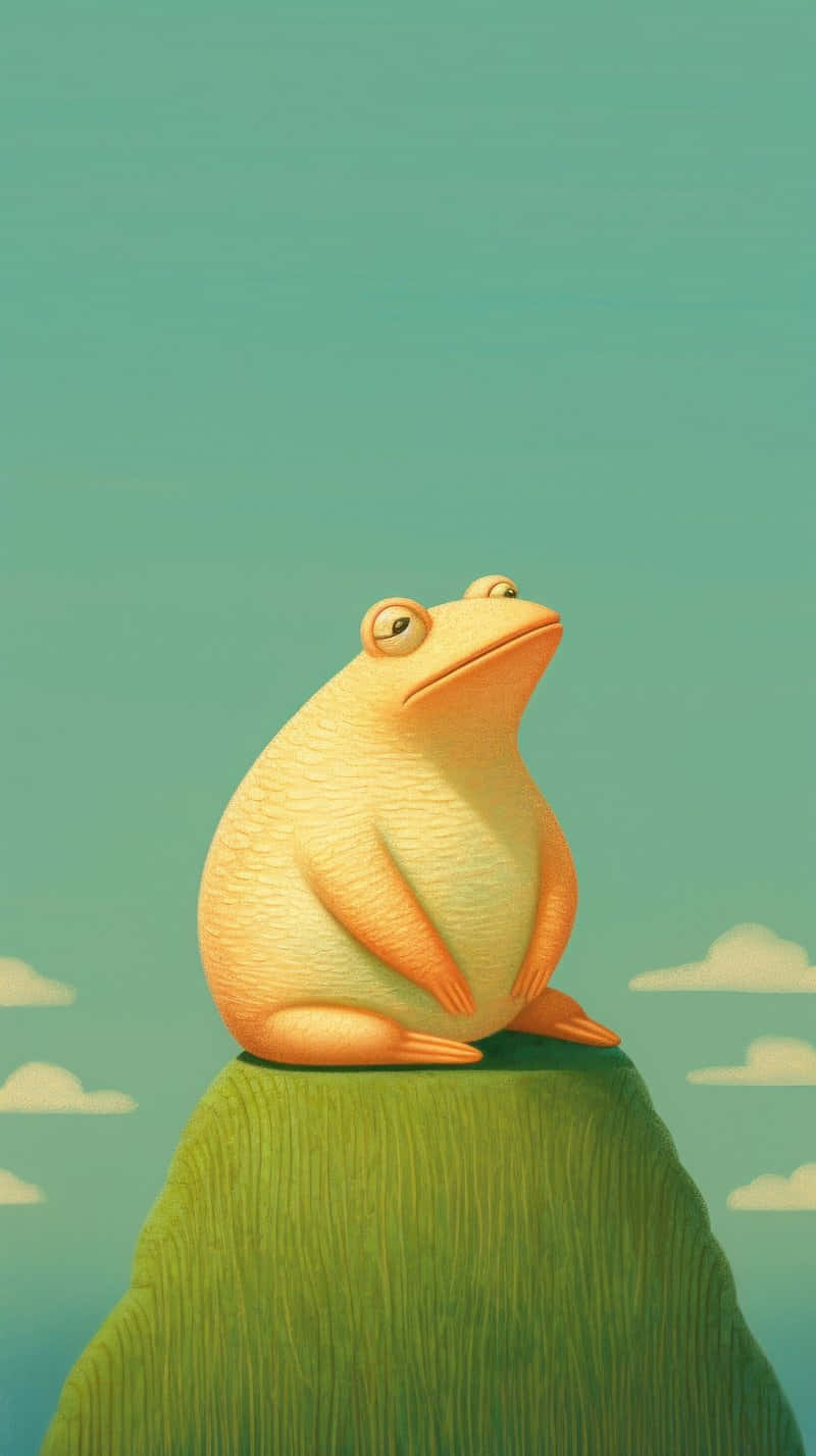 cute frog, orange frog, green hill, HD Phone Wallpaper