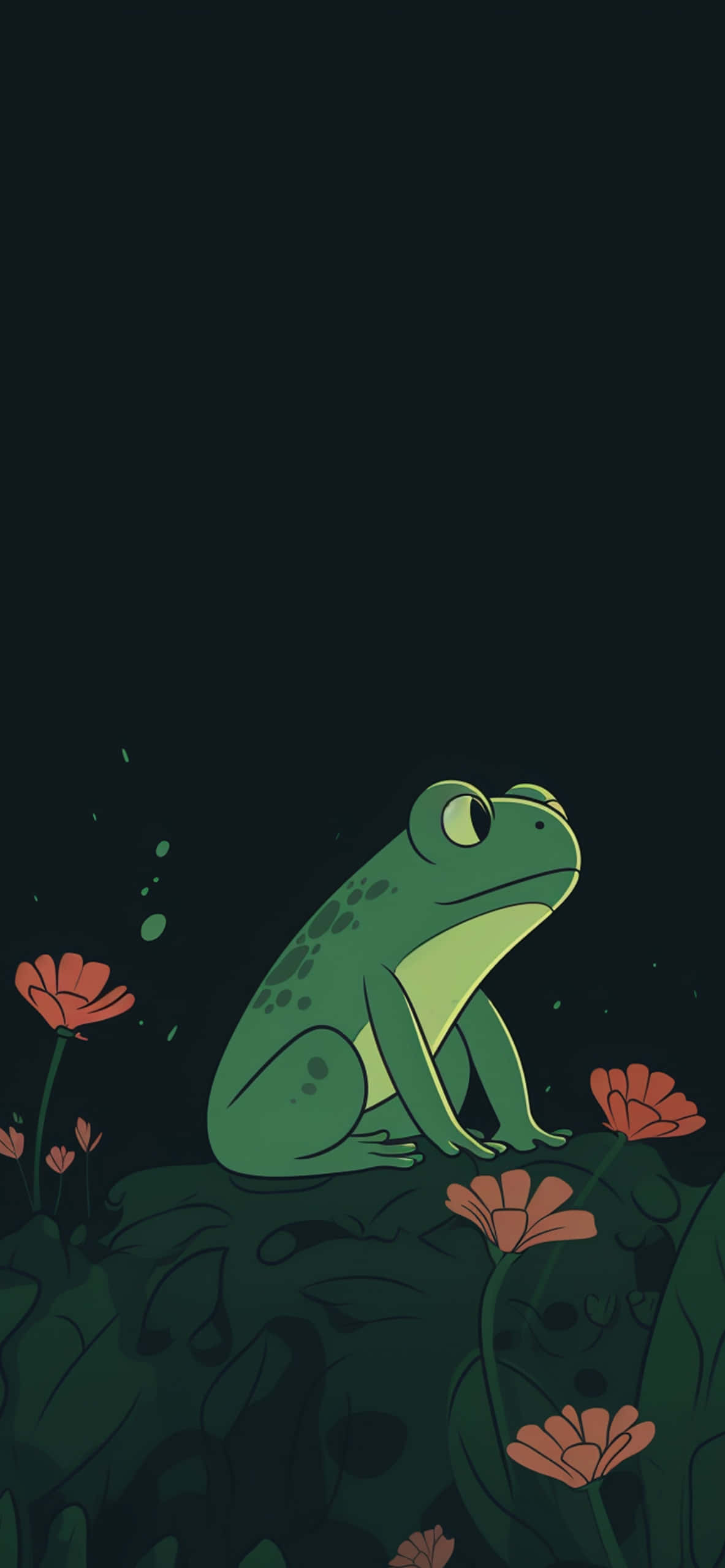 cute frog, nighttime, green frog, 2K Phone Wallpaper