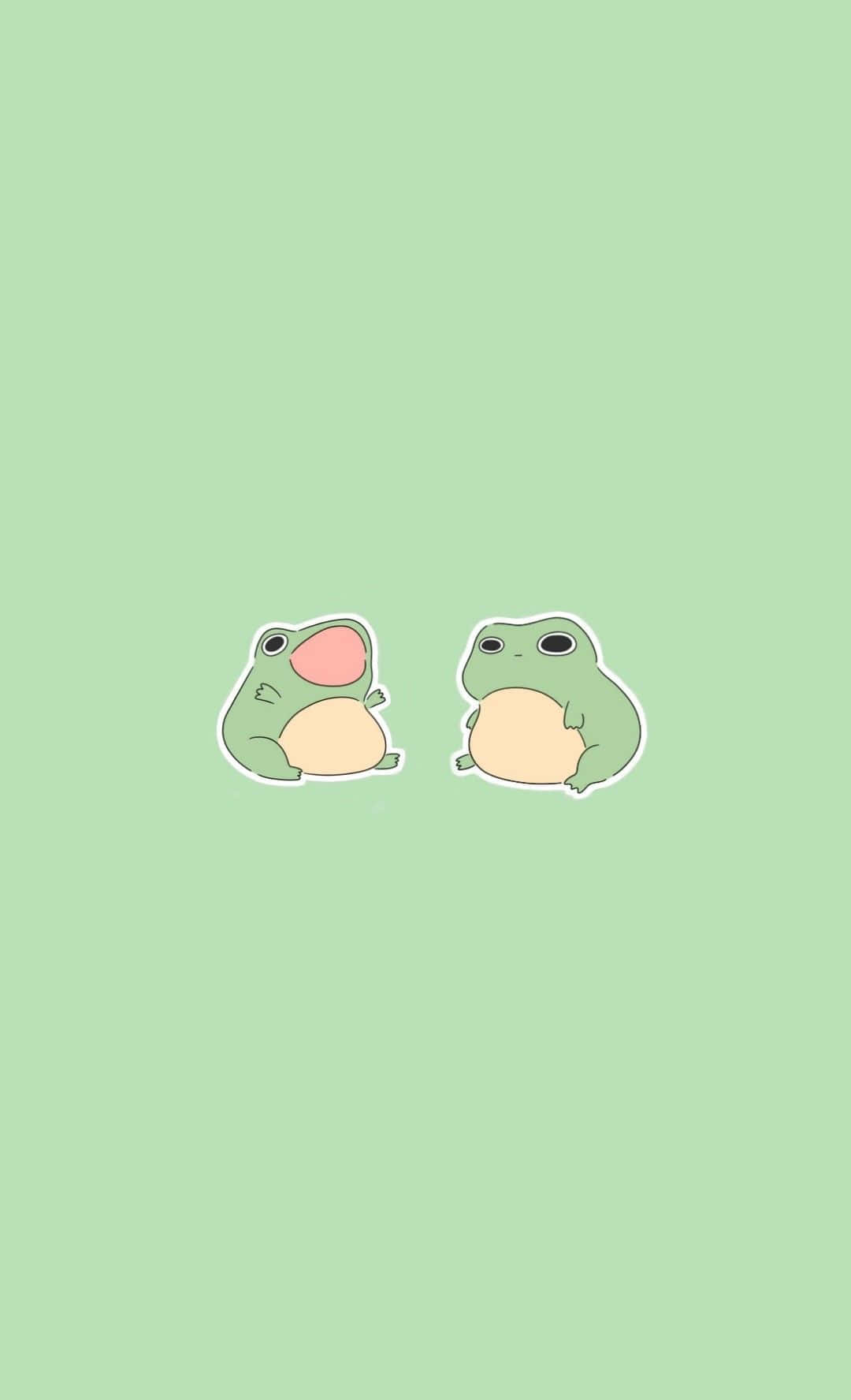 twin frogs, cartoon frogs, mint green background, HD Phone Wallpaper