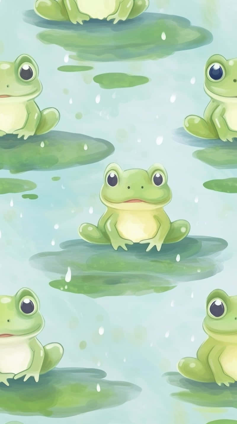 cute frog, green frog, lily pads, HD Phone Wallpaper