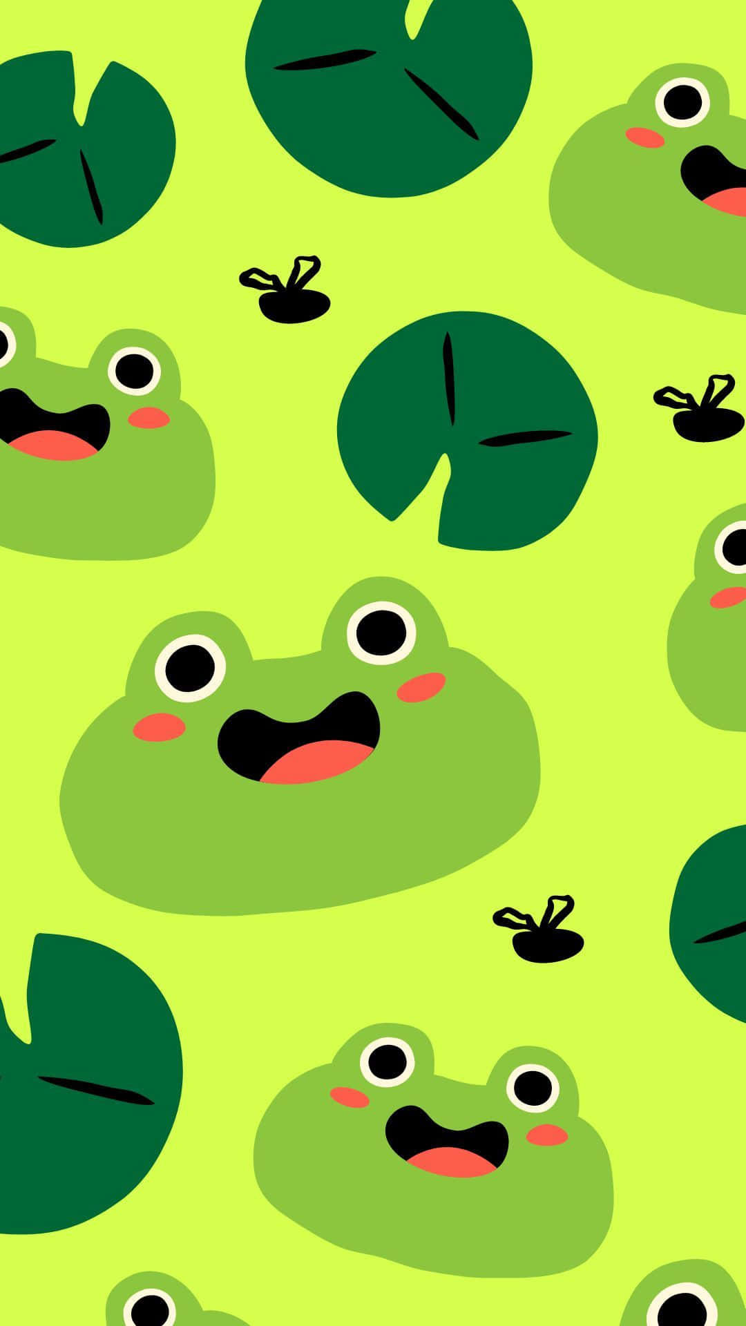cute frog, cartoon frogs, lily pads, Full HD Phone Wallpaper
