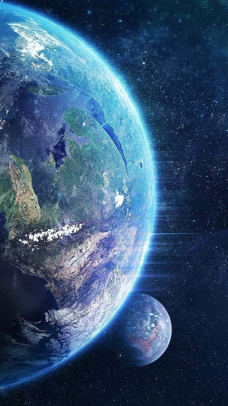 iPhone Earth, Earth, moon, HD Phone Wallpaper
