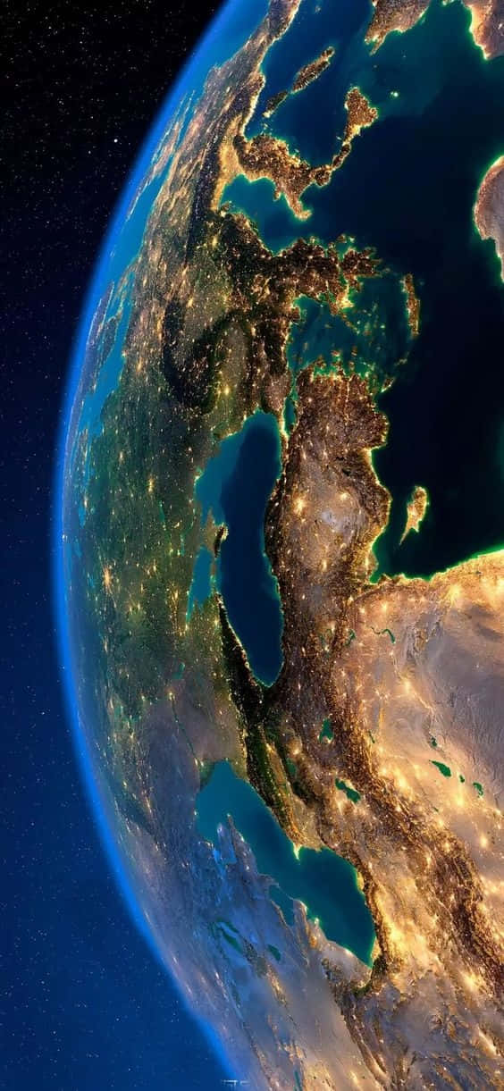 iPhone X, Earth, city lights, SD Phone Wallpaper