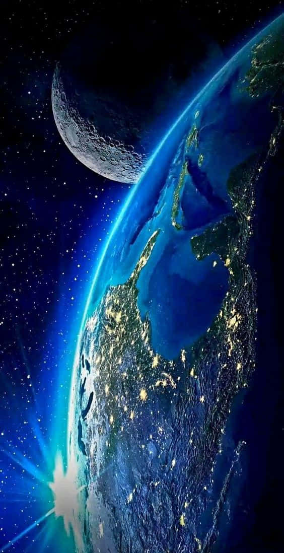 iPhone X, Earth, city lights, SD Phone Wallpaper